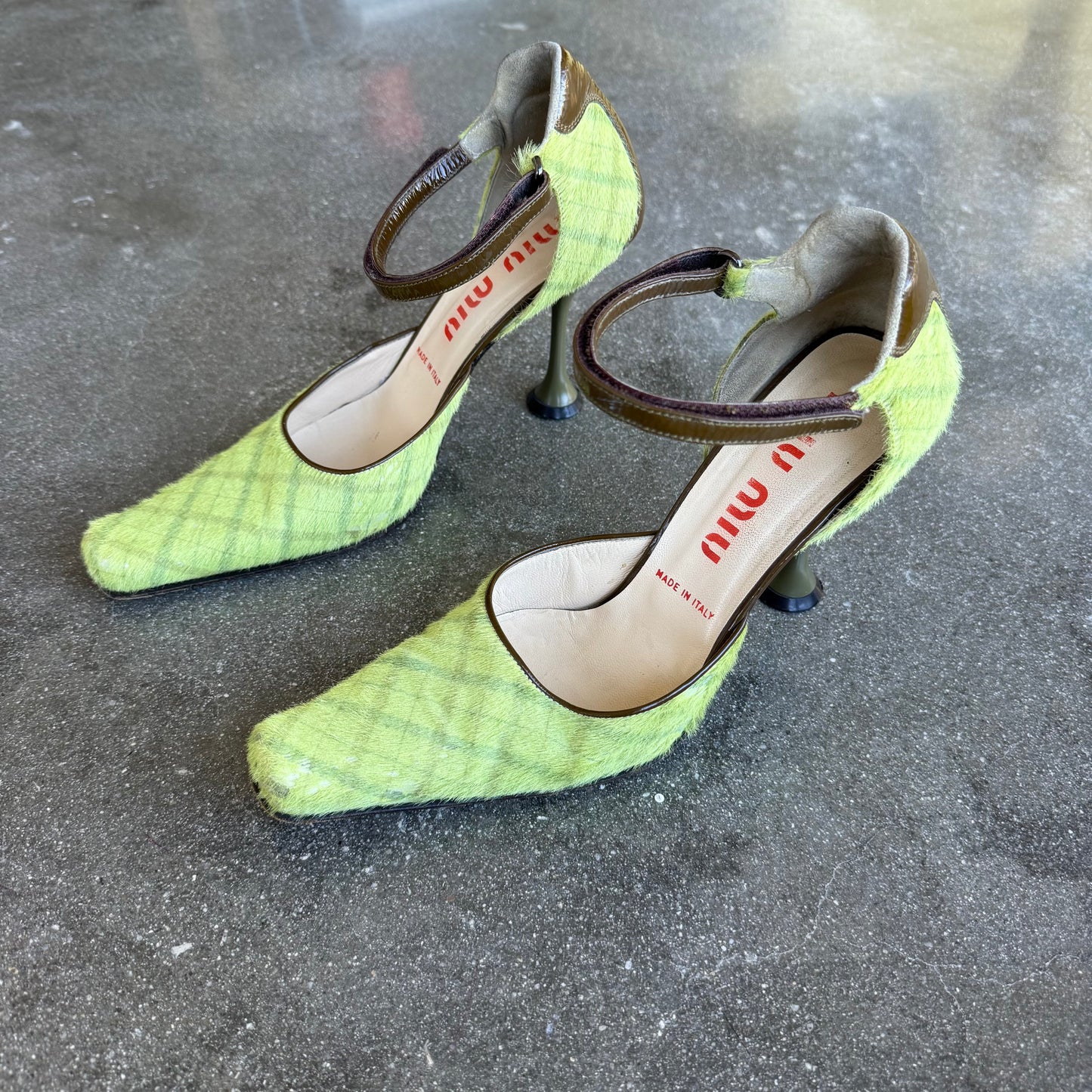 FW99 miu miu Tartan Ponyhair Mary Janes - US 10-10.5