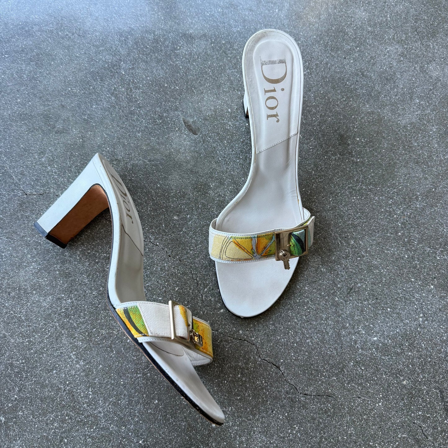 SS05 Galliano Dior Citrus Lock & Key Mules - US 11.5-12
