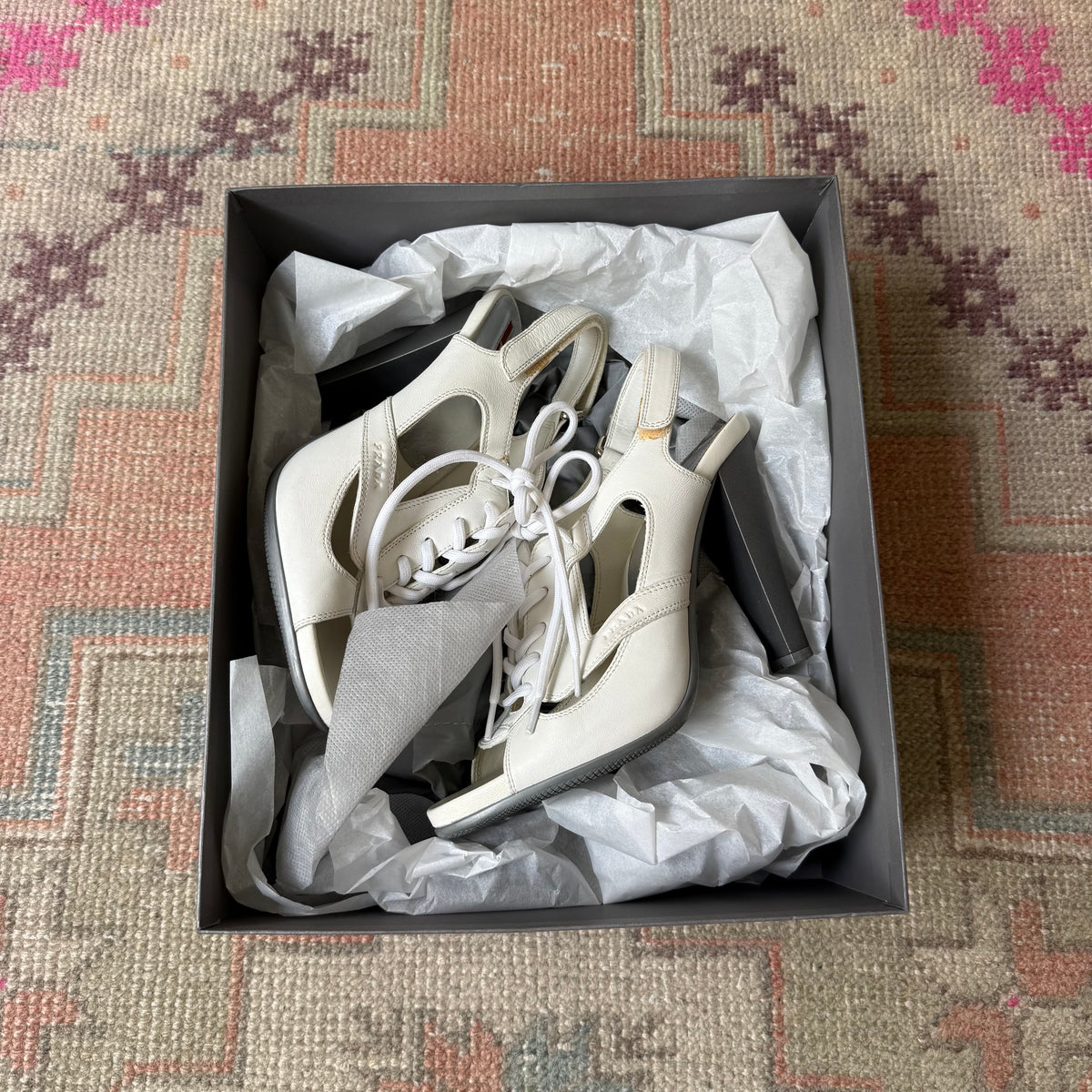 2003 Prada Sport White Sneaker Heels - US 8.5