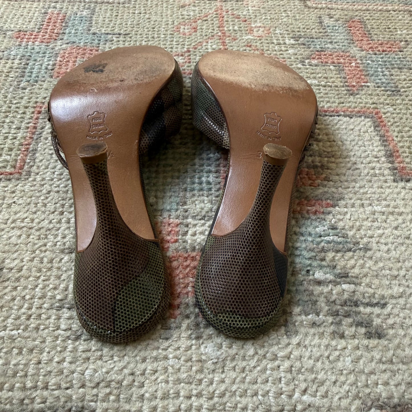 S/S2001 Galliano Dior Camo Lizard Mules - US 5-5.5