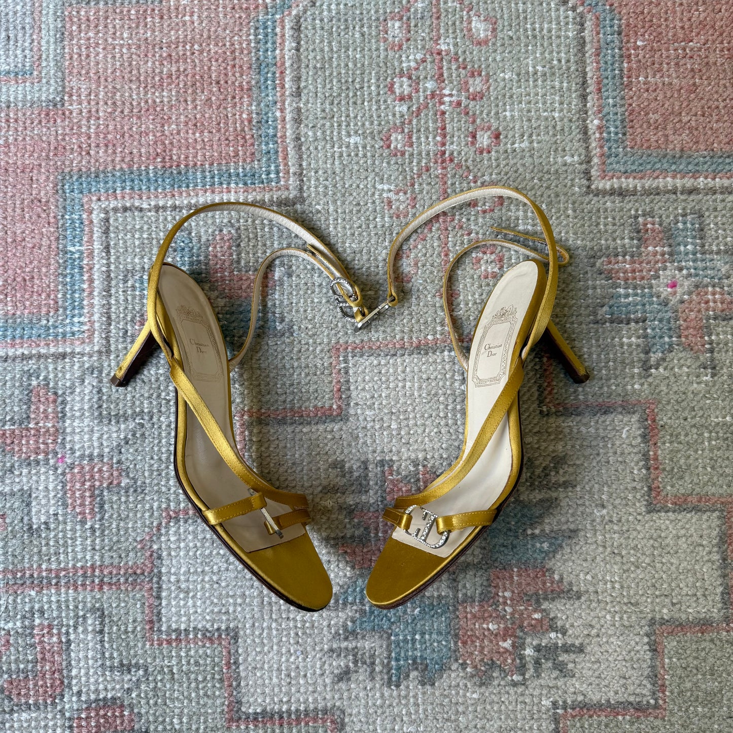 S/S2000 Galliano Dior Yellow Silk Wrap Sandals - US 6.5