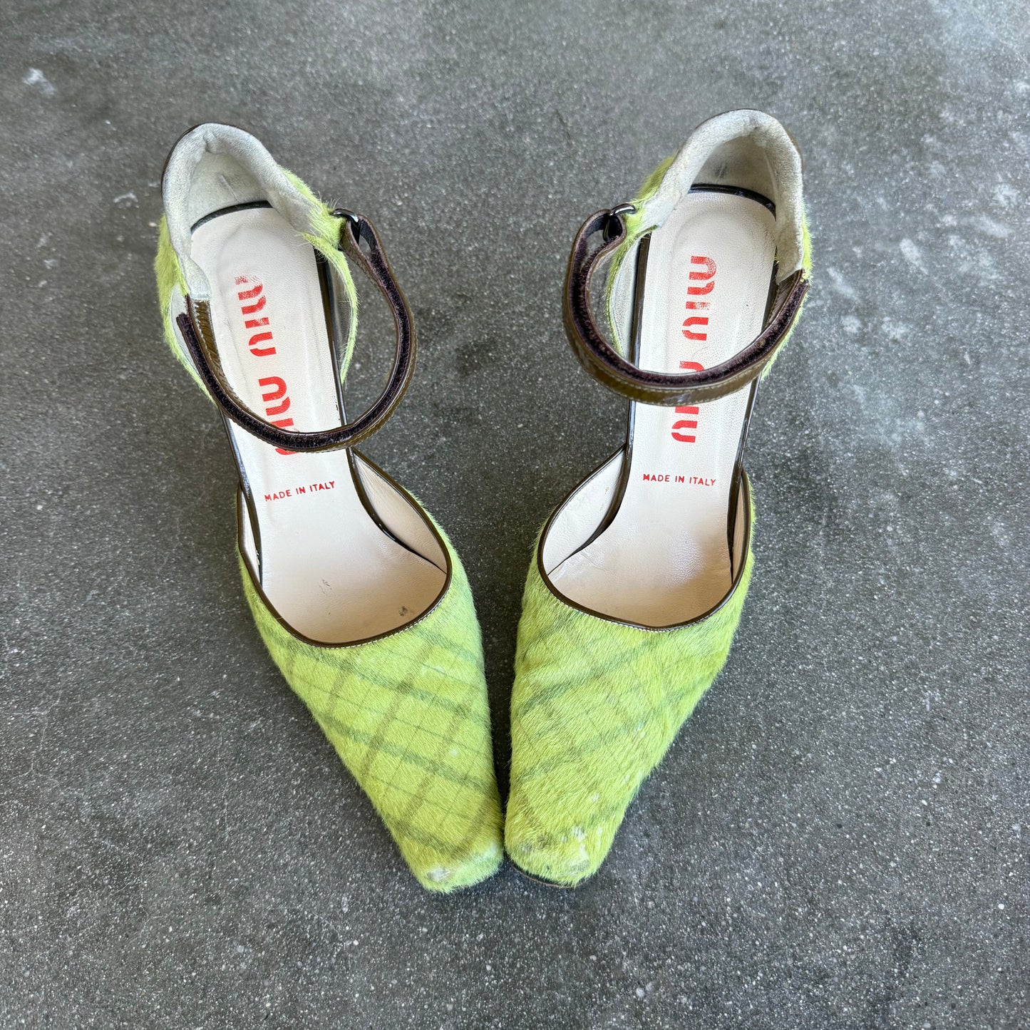 FW99 miu miu Tartan Ponyhair Mary Janes - US 10-10.5