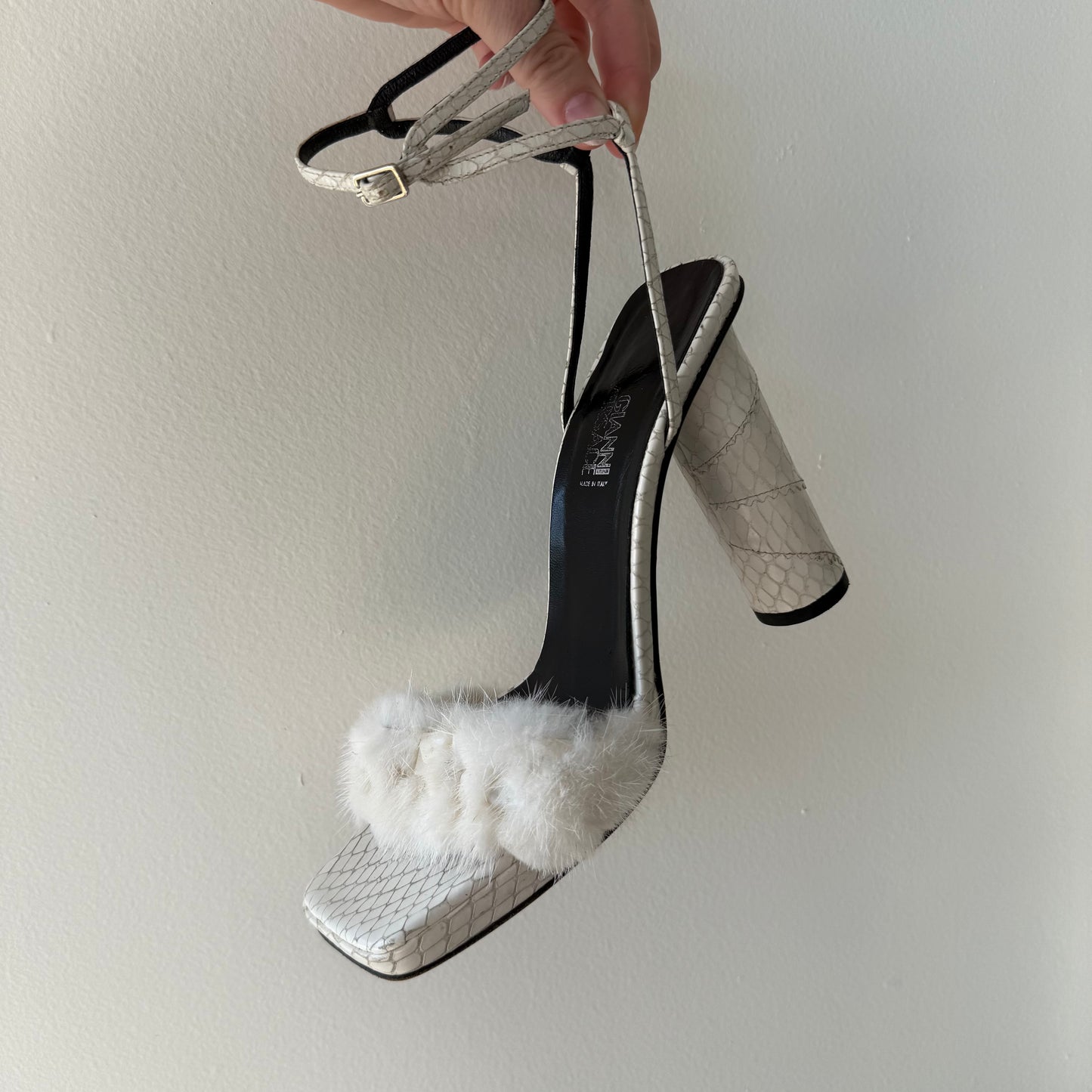 FW99 Gianni Versace Python & Mink Sandals - US 8-8.5