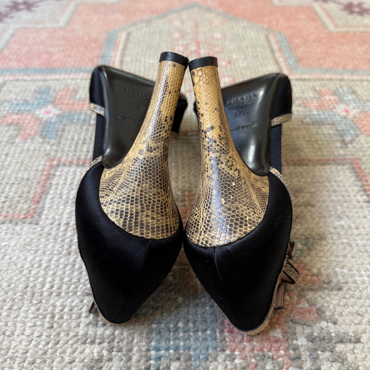 Y2K Prada Silk Satin Floral Peep Toe Heels - US 7