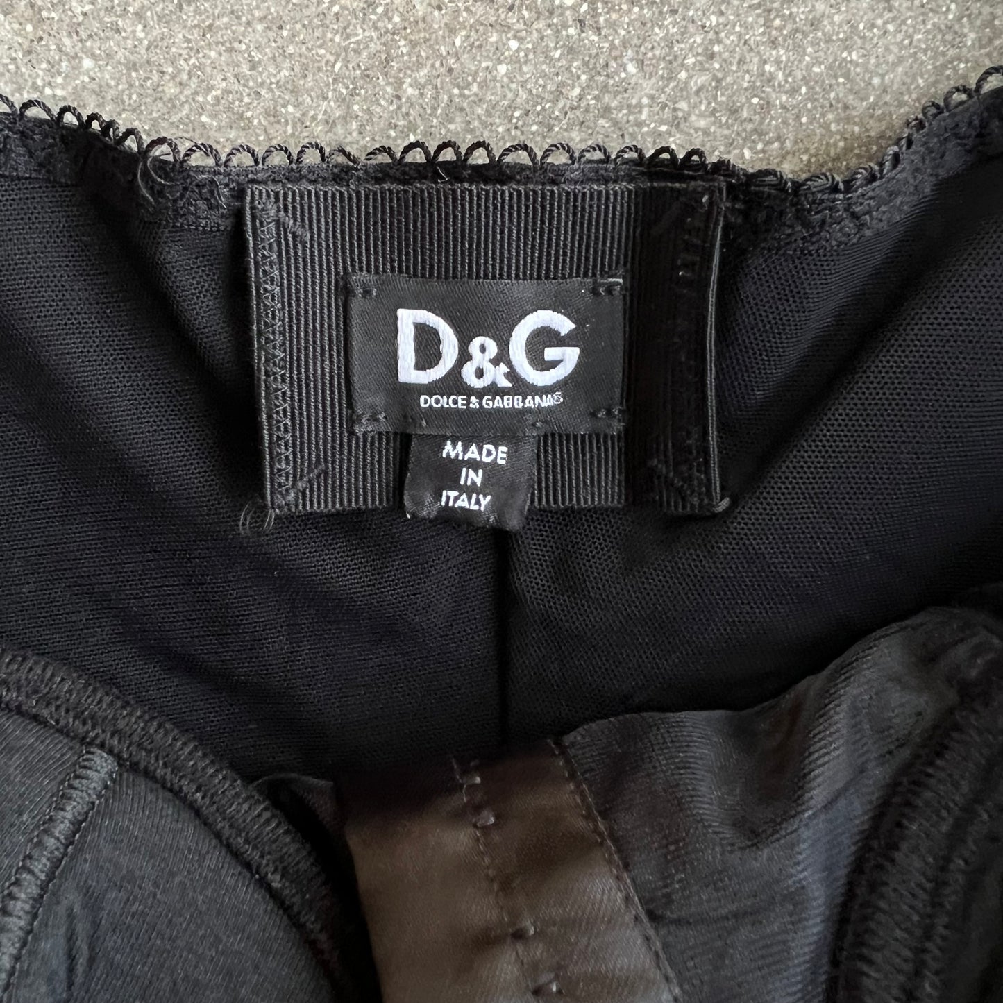 Early 2010s D&G by Dolce & Gabbana black Corset & Skirt Set