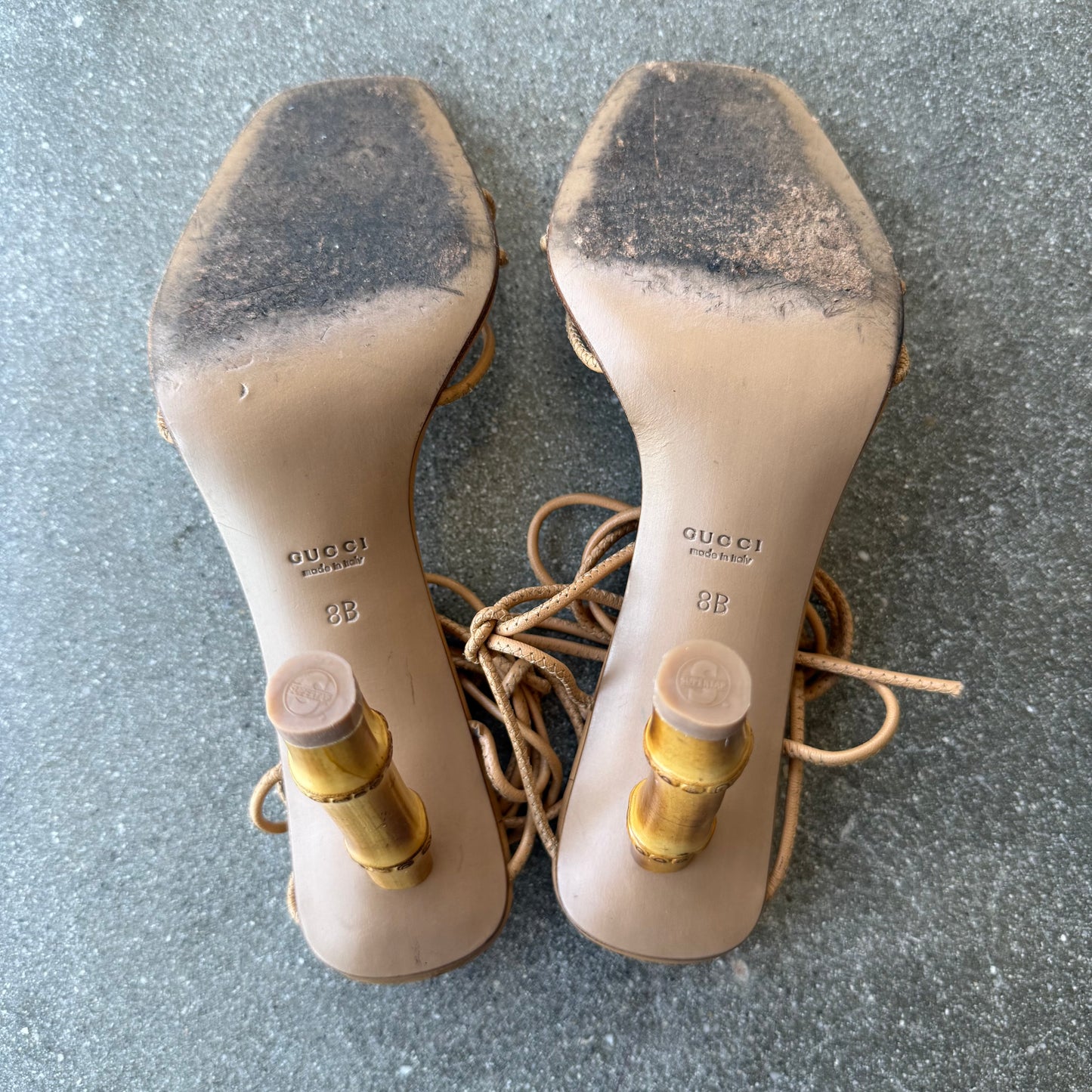 SS02 Gucci by Tom Ford Leather Bamboo Wrap Sandals - US 7.5