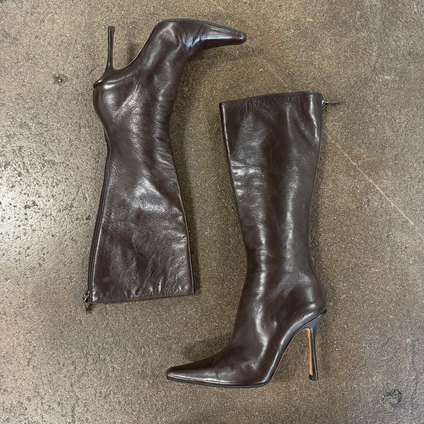 Jimmy Choo Kid Leather Chocolate Brown Boots - US 5.5-6