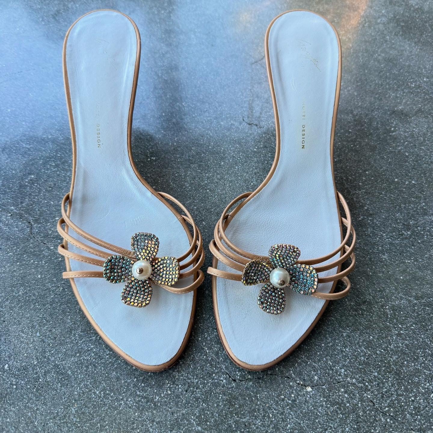 00s Giuseppe Zanotti Iridescent Flower Mules - US 8-8.5
