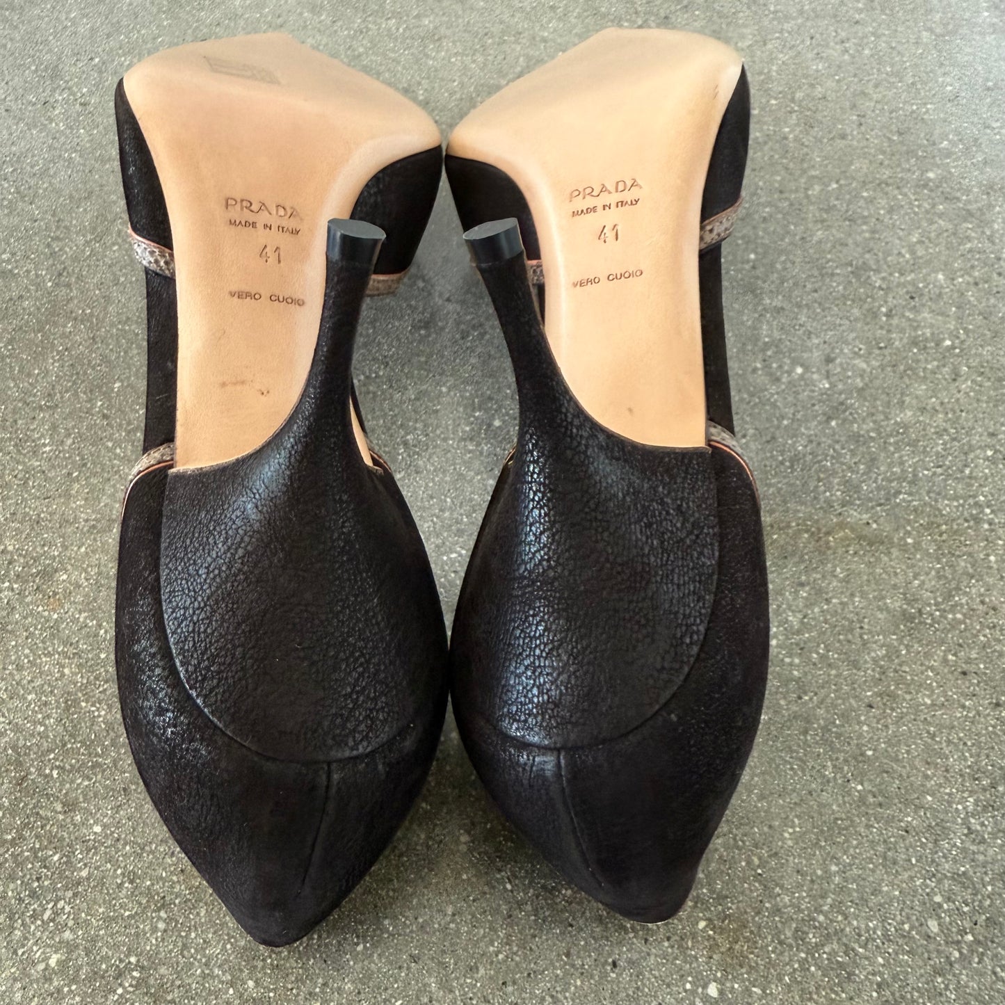 2003 Prada Chocolate Brown Leather Buckle Heels - US 12