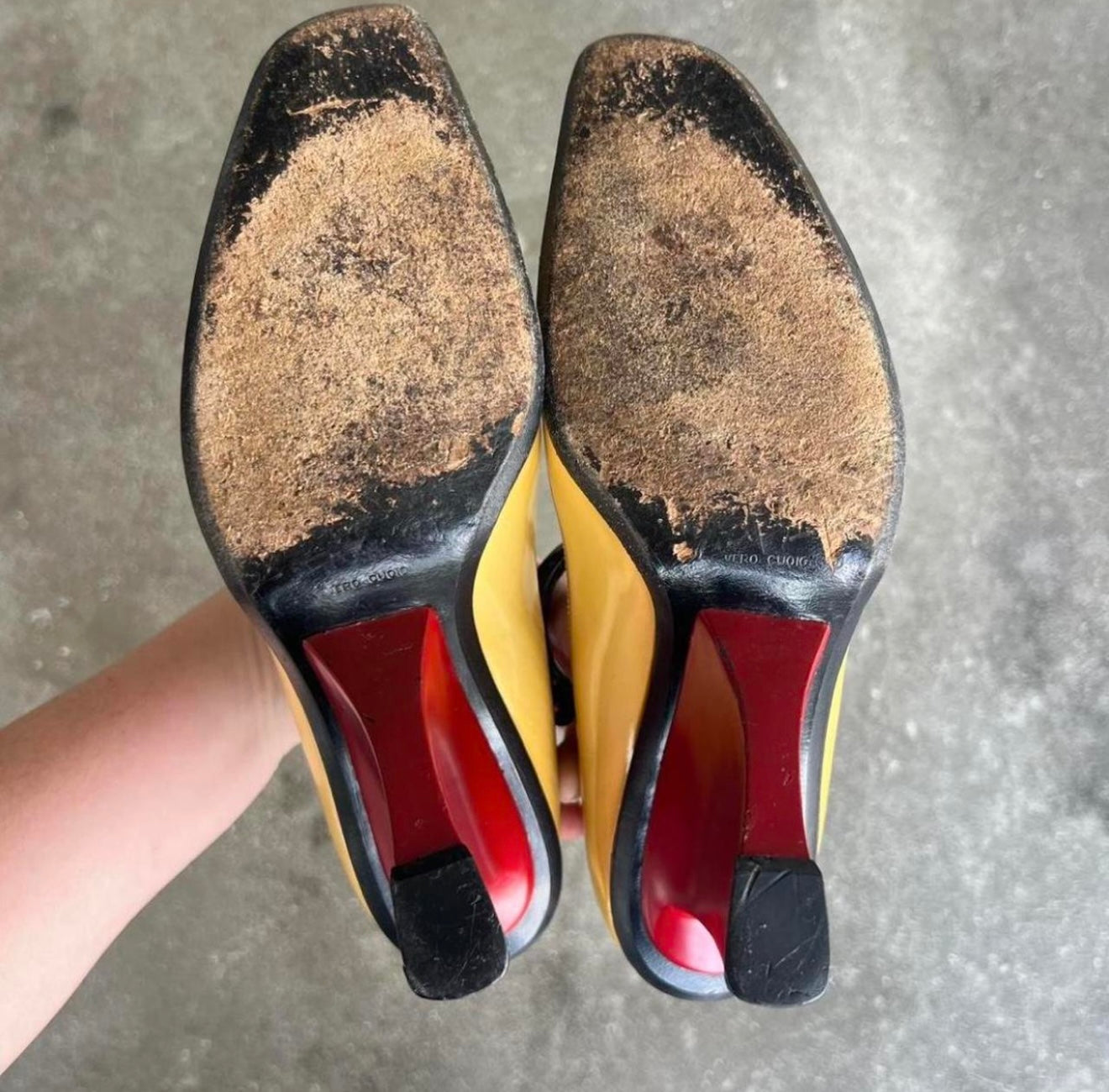 Prada FW98 Yellow and Red Patent Leather Mary Janes - US 6.5
