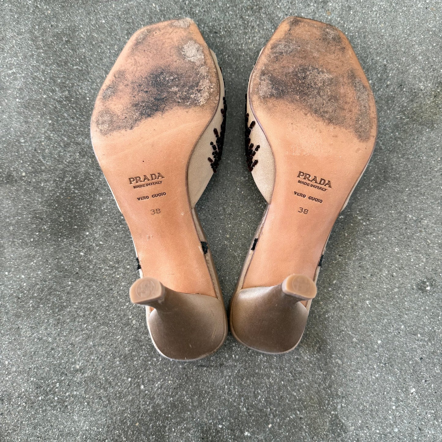SS98 Prada Silk Satin Beaded Mules - US 7