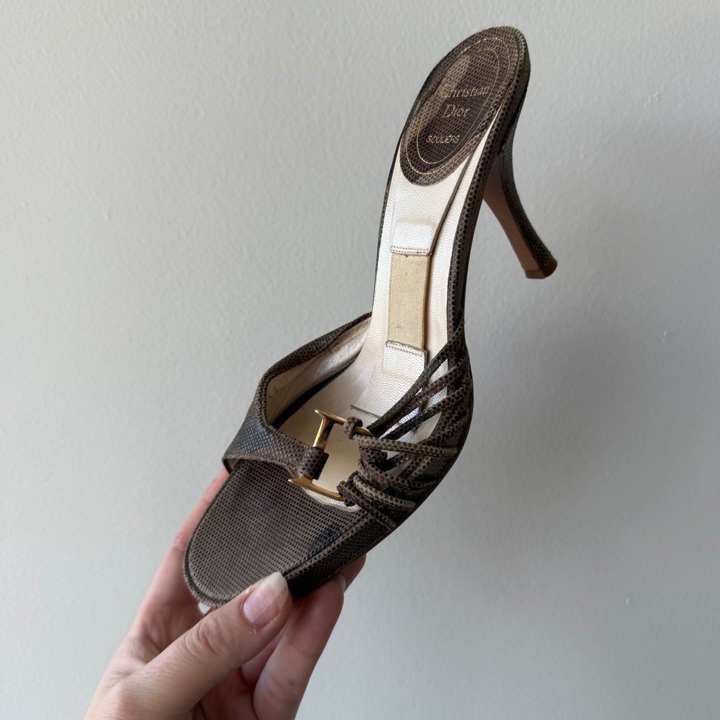 SS01 Galliano Dior Camo Logo Mules - US 5-5.5