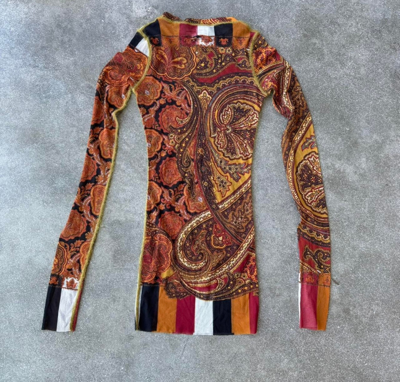 90s Jean Paul Gaultier Paisley Mesh Skirt Set - US Xs-M