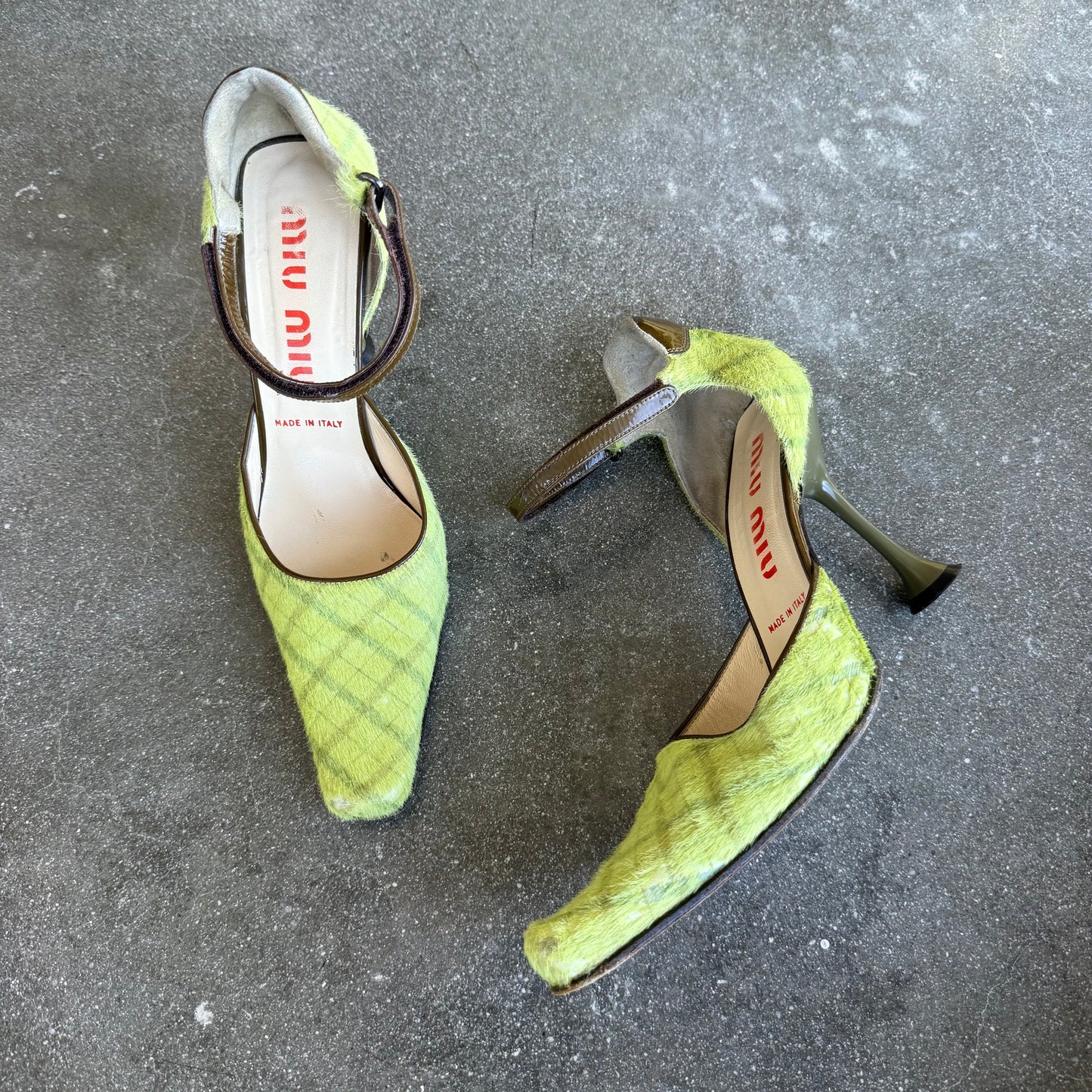 FW99 miu miu Tartan Ponyhair Mary Janes - US 10-10.5