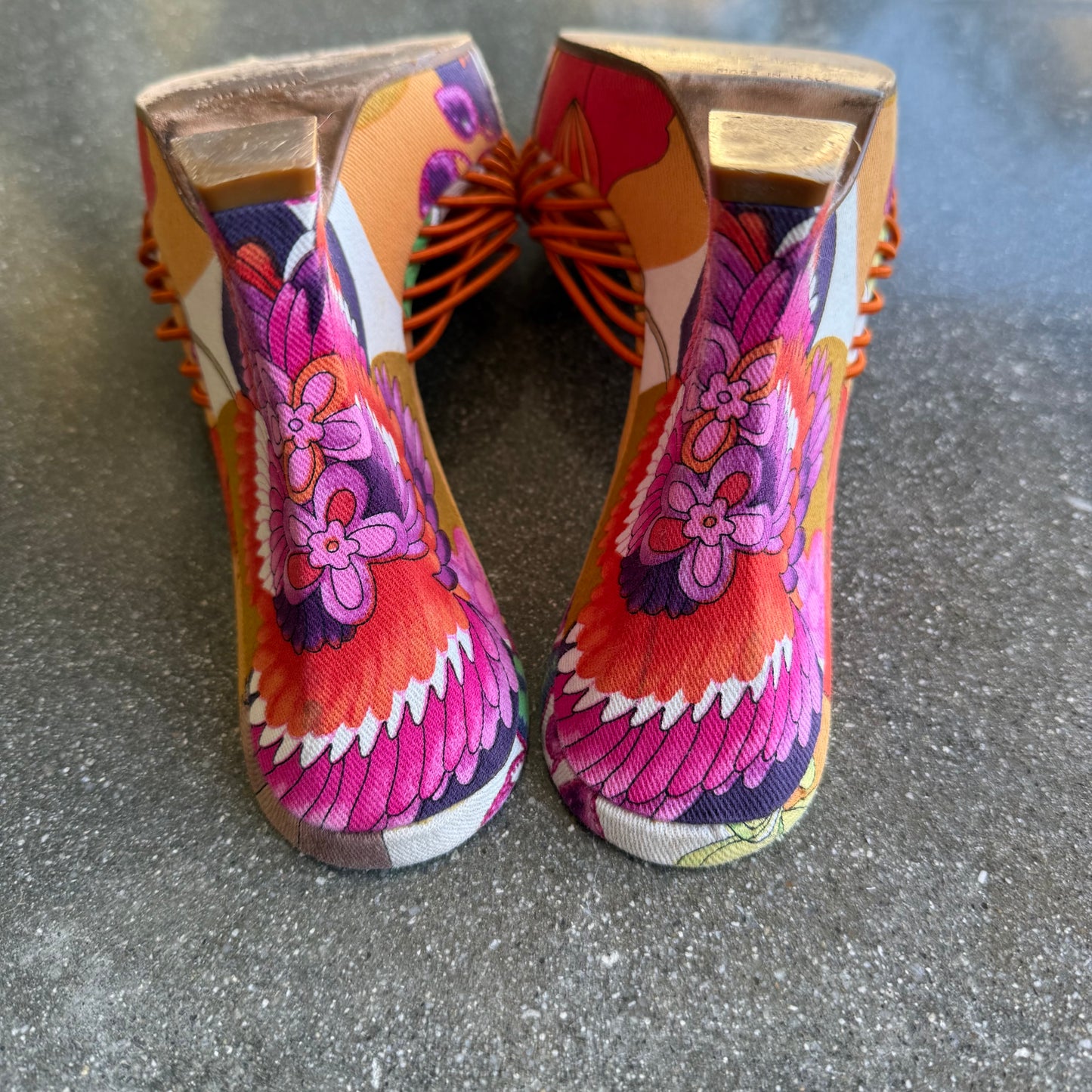 S/S2003 Galliano Dior Tropical Knotted Wedges - US 7.5