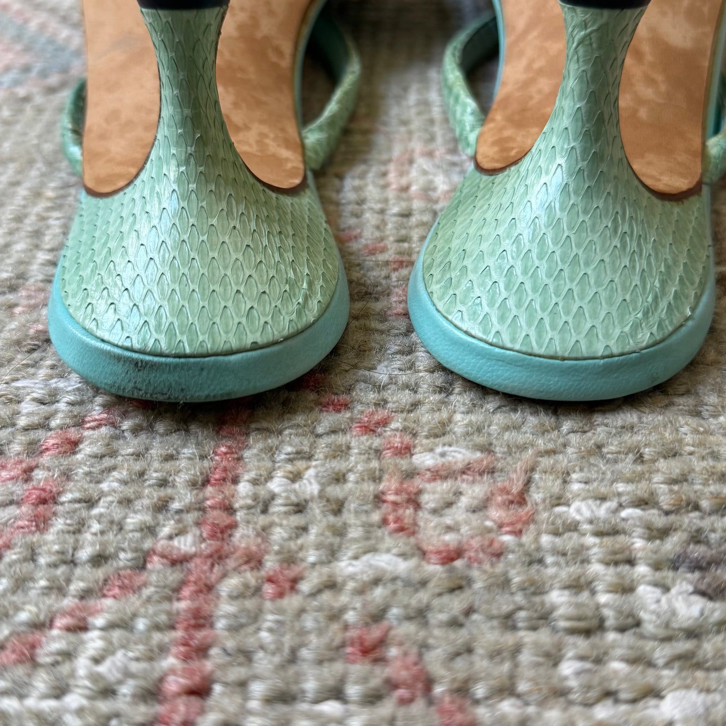Y2K Manolo Blahnik Aquamarine Thong Sandals - US 7