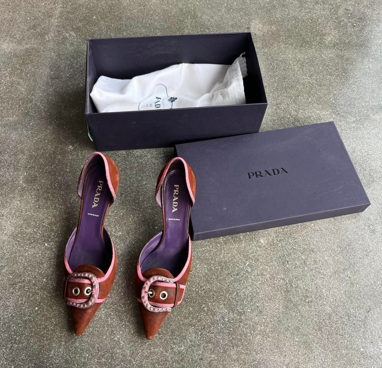 Early 2000s Prada Brown Buckle Heels - 7.5
