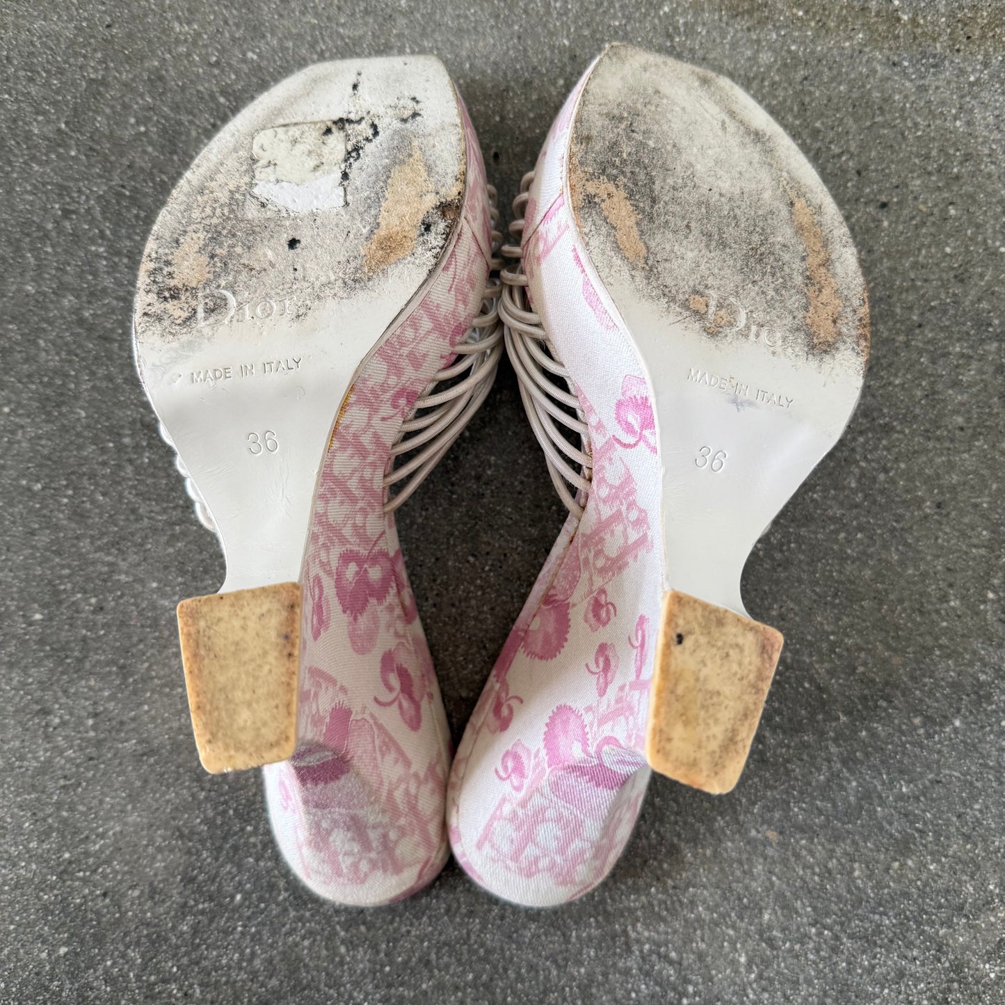 SS04 Galliano Dior Girly Knotted Wedges - US 6.5