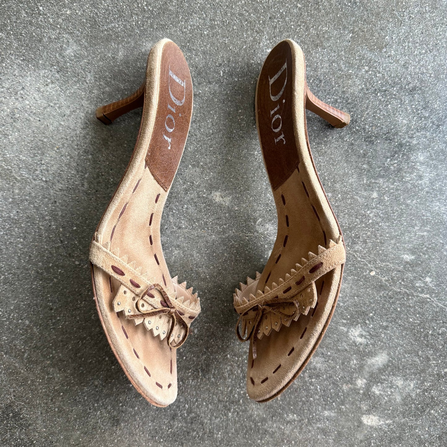 FW05 Galliano Dior Suede Fringe Mules - US 8.5