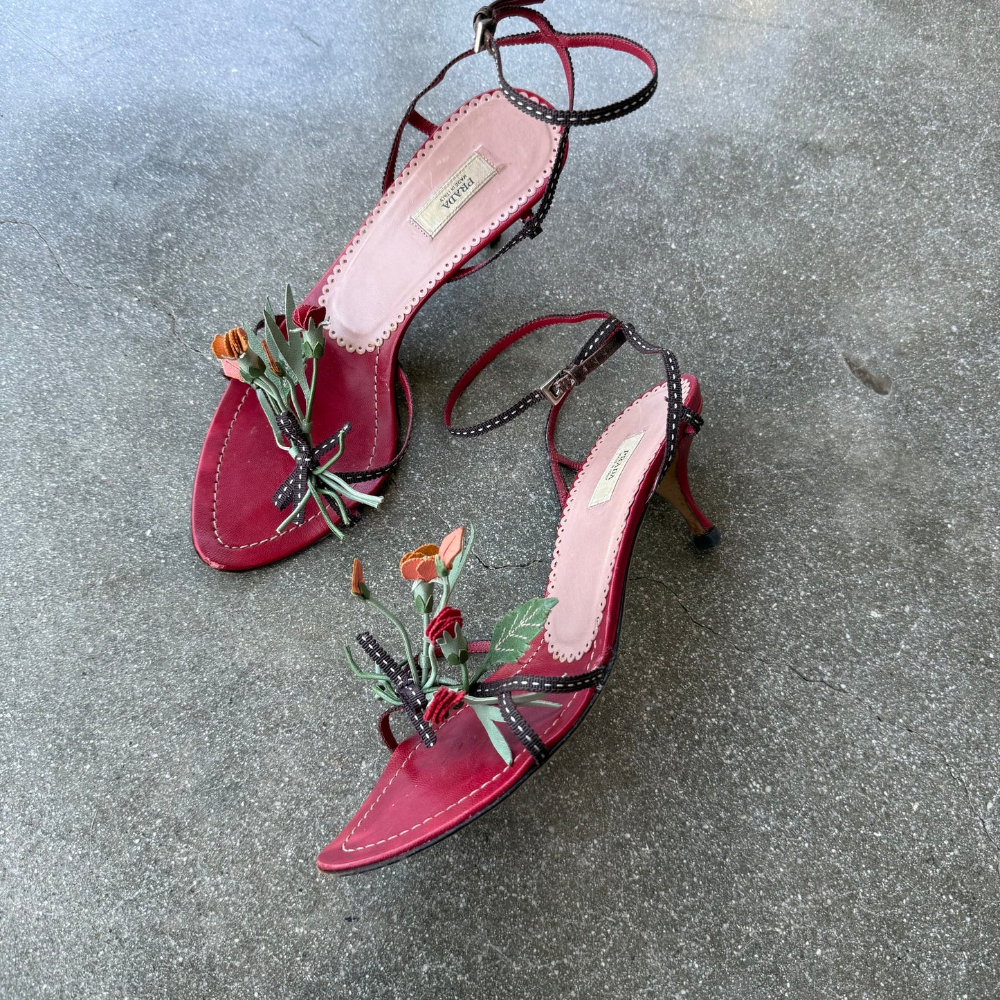 SS03 Red Prada Bouquet Strappy Red Sandals - US 5-5.5