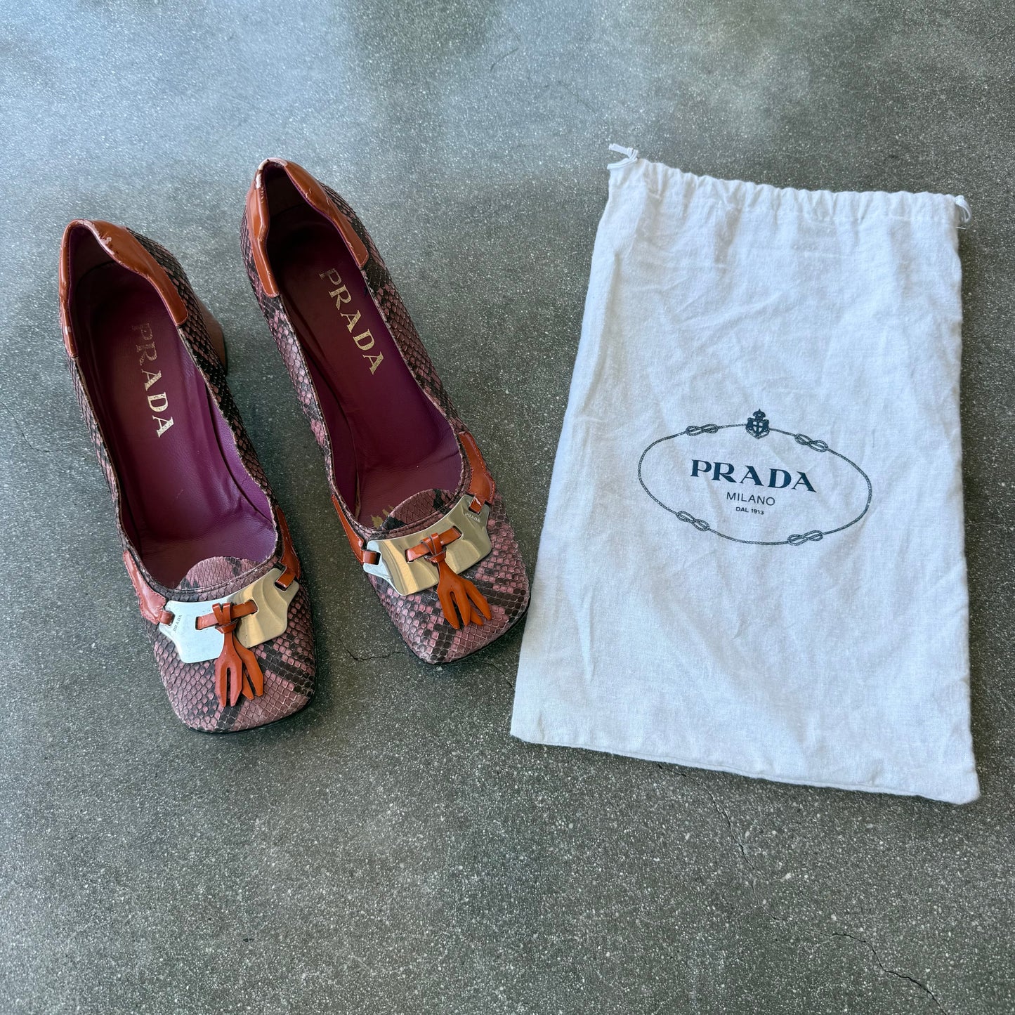 Prada FW99 Python Tasseled Pumps - US 7-7.5