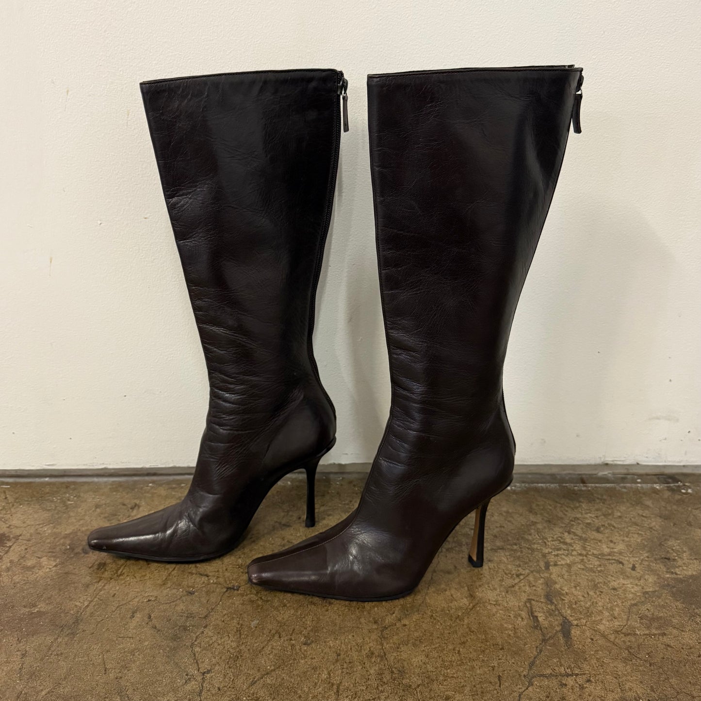 Jimmy Choo Kid Leather Chocolate Brown Boots - US 5.5-6