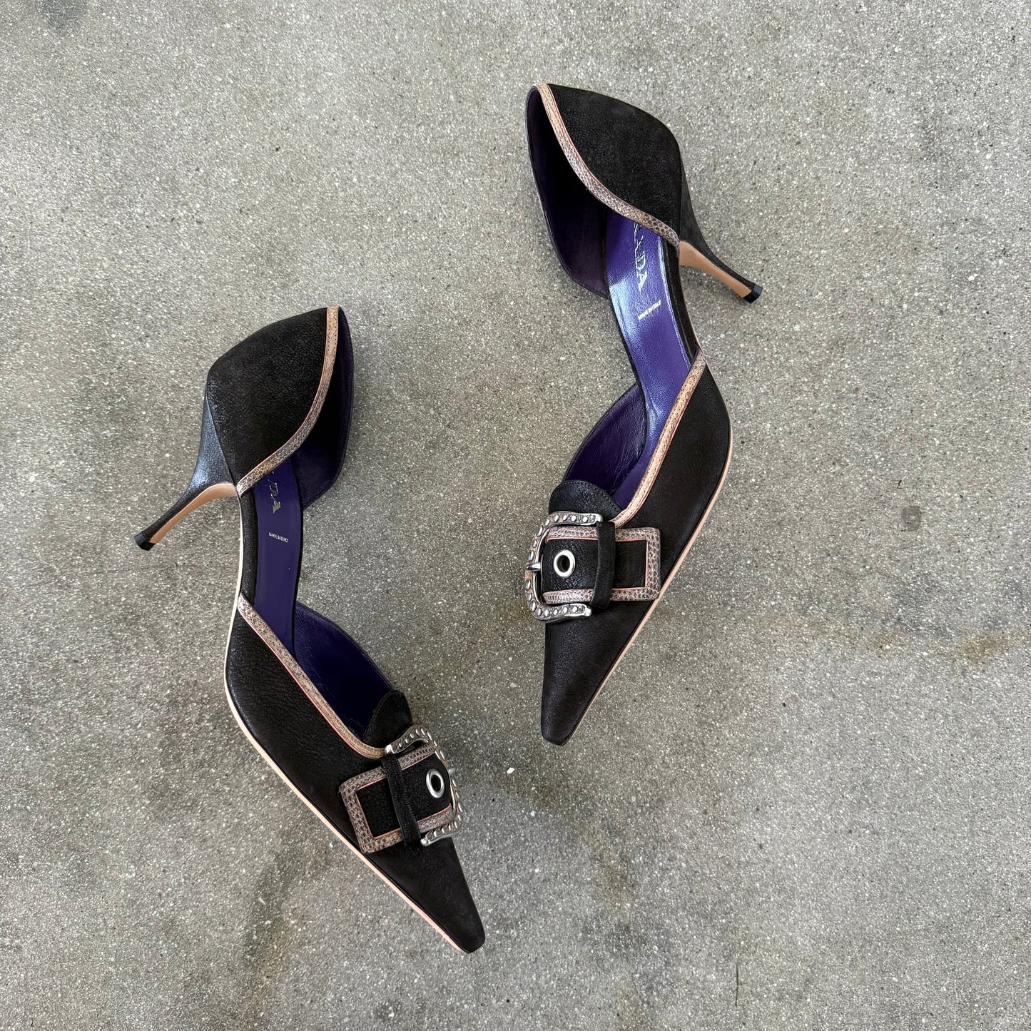 2003 Prada Chocolate Brown Leather Buckle Heels - US 12