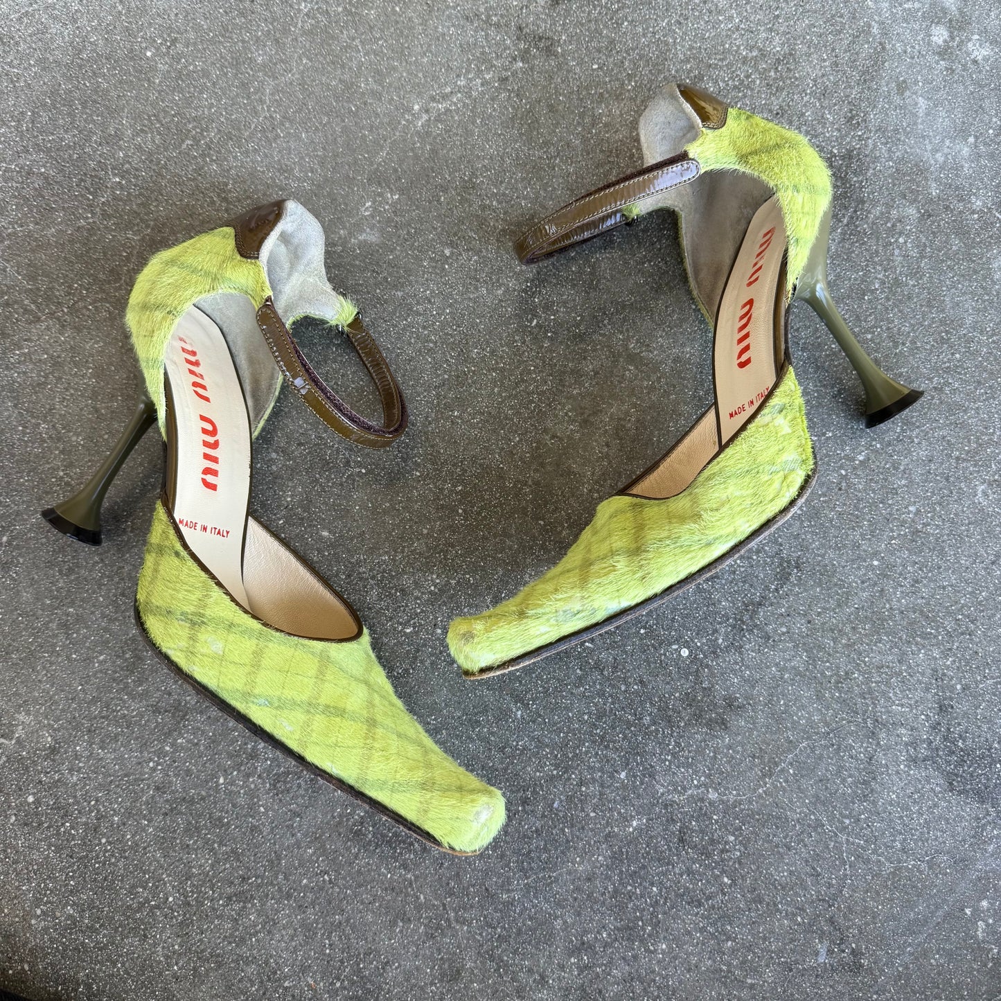 FW99 miu miu Tartan Ponyhair Mary Janes - US 10-10.5