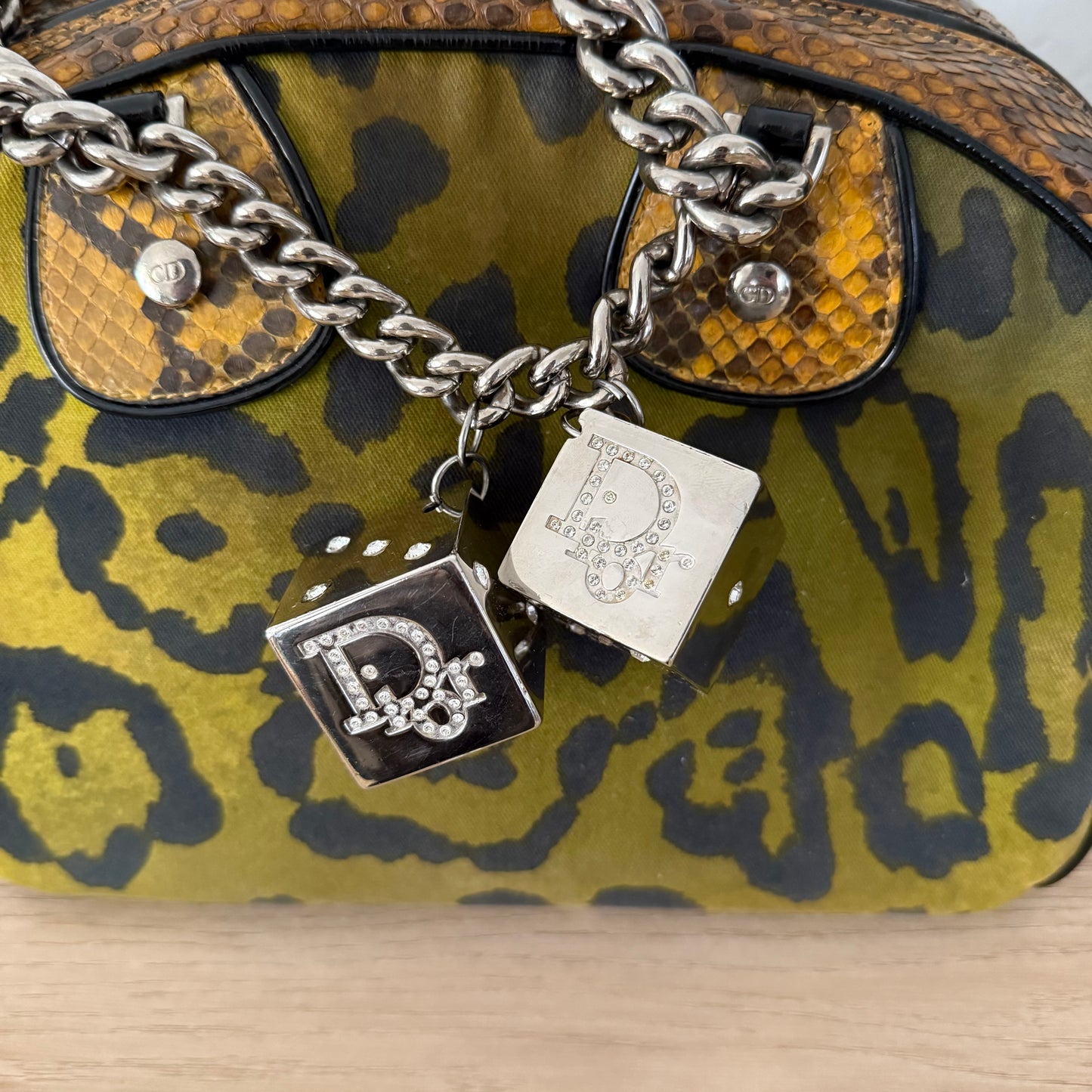 F/W2004 Galliano Dior Green Leopard Dice Bowler