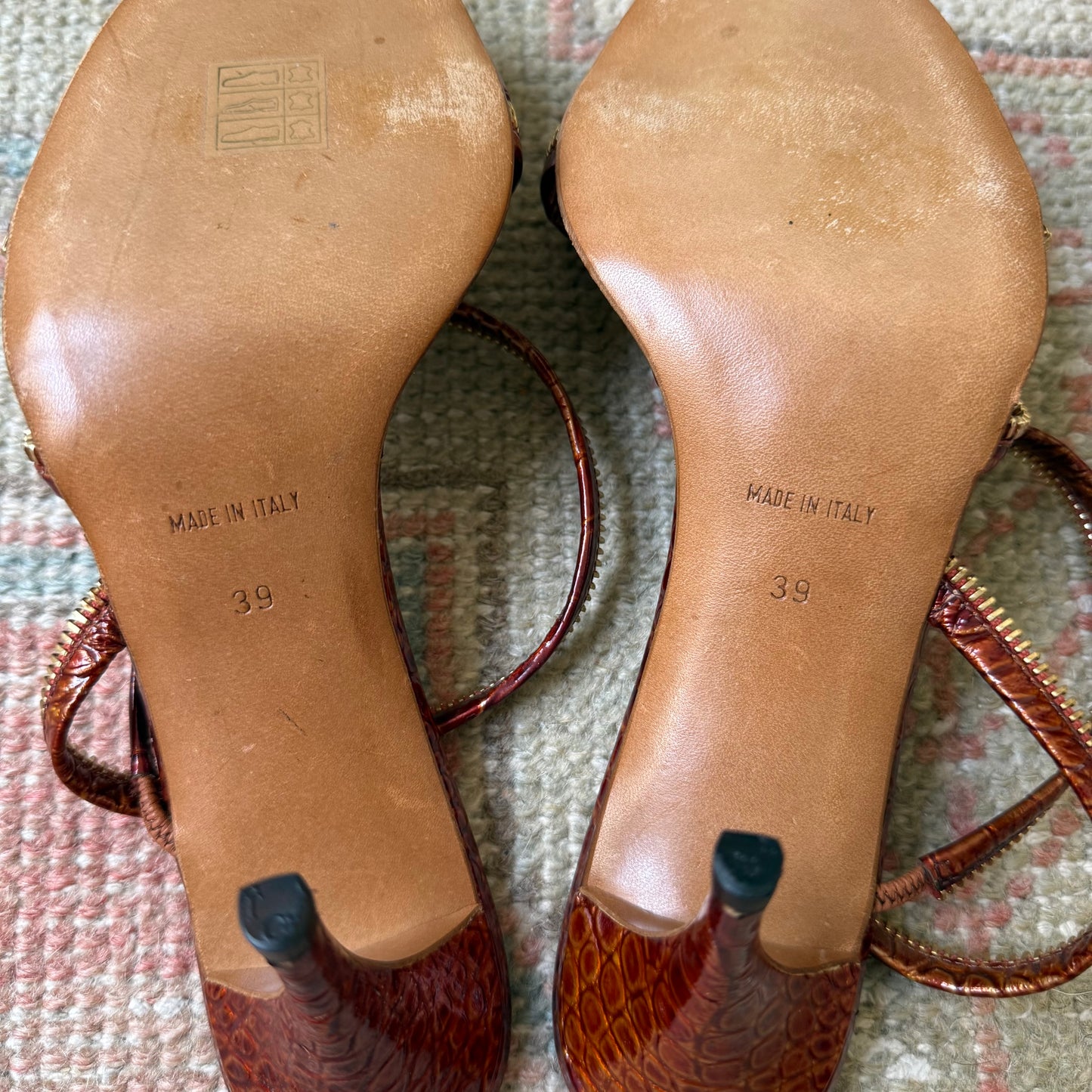 S/S2001 Galliano Dior Bronze Zipper Sandals - US 8-8.5