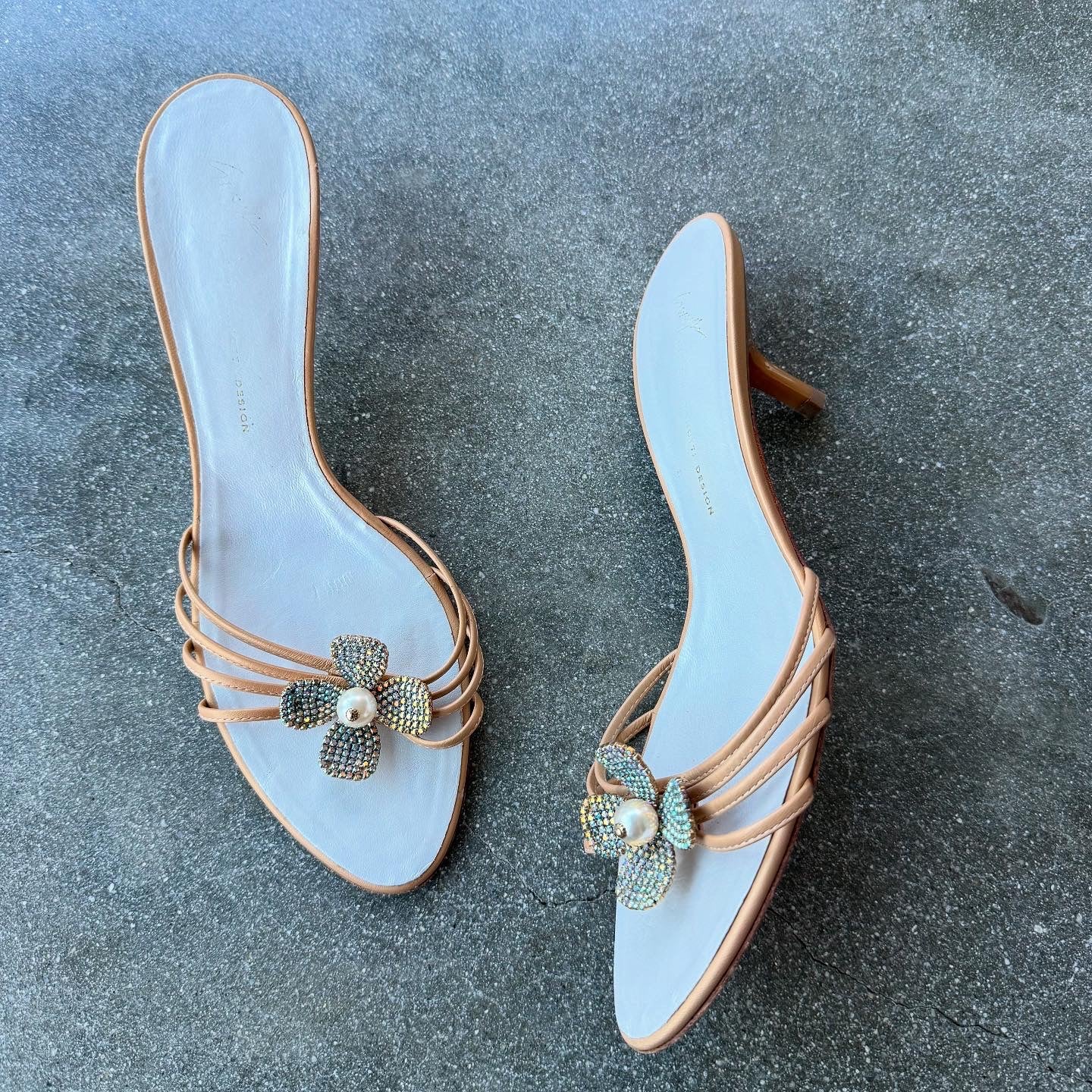 00s Giuseppe Zanotti Iridescent Flower Mules - US 8-8.5