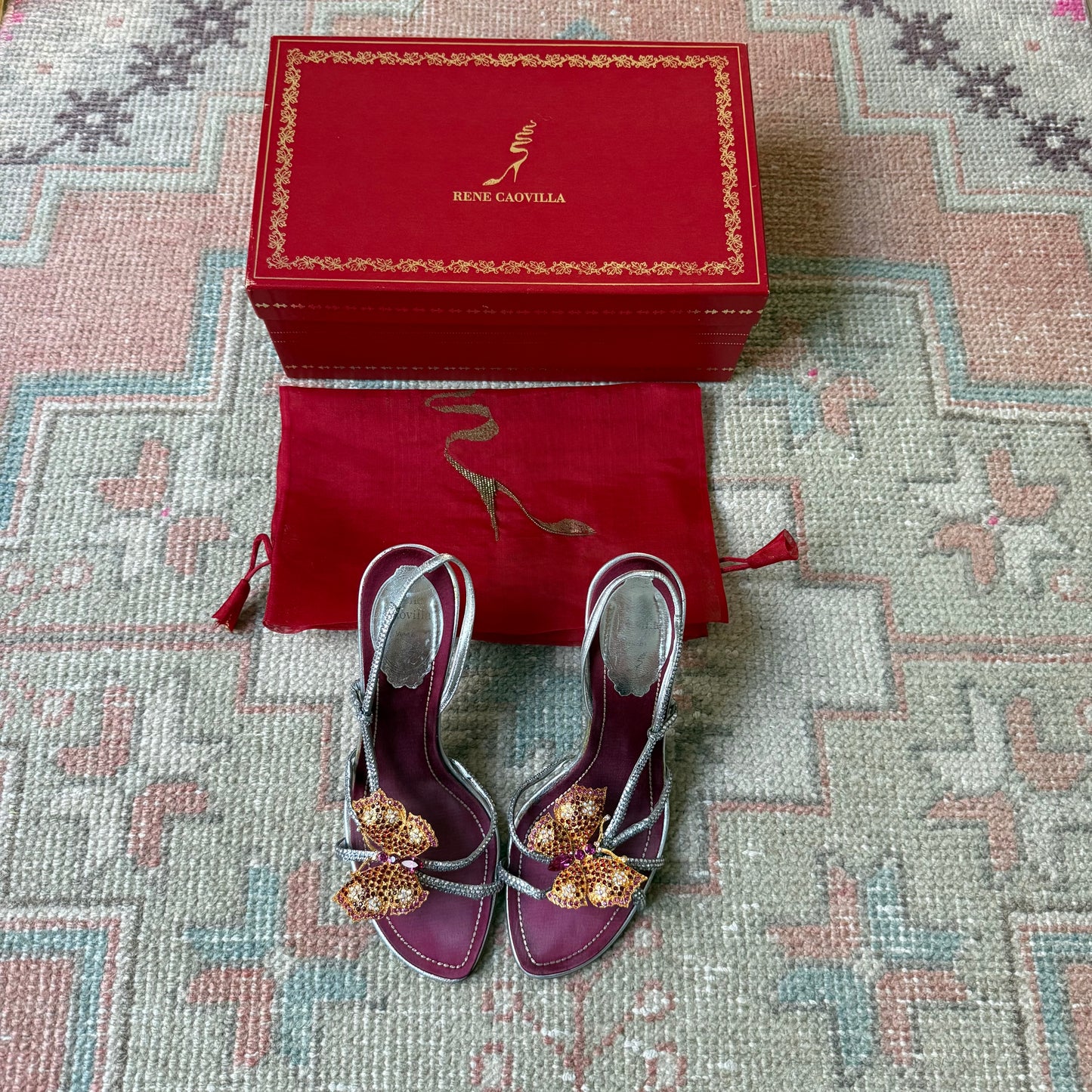 René Caovilla Butterly Silver Sandals - US 6