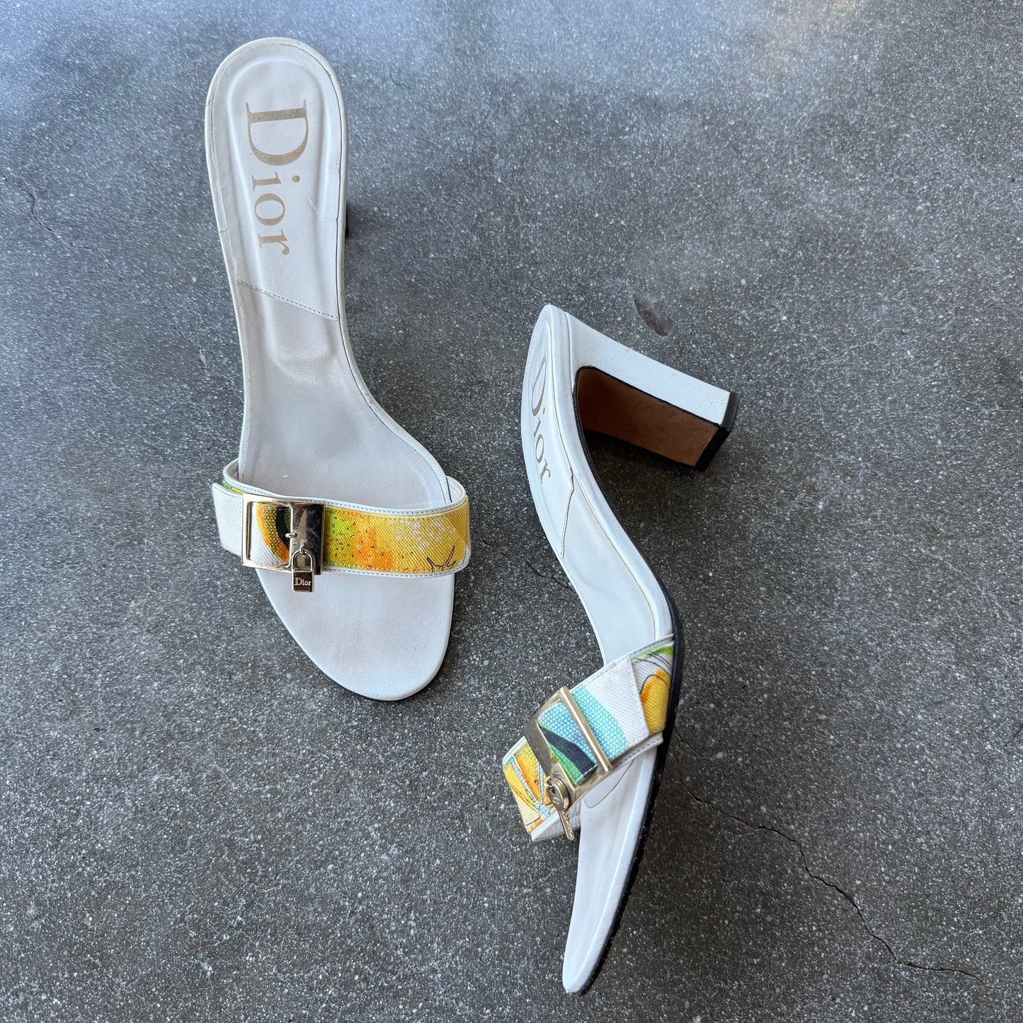 SS05 Galliano Dior Citrus Lock & Key Mules - US 11.5-12