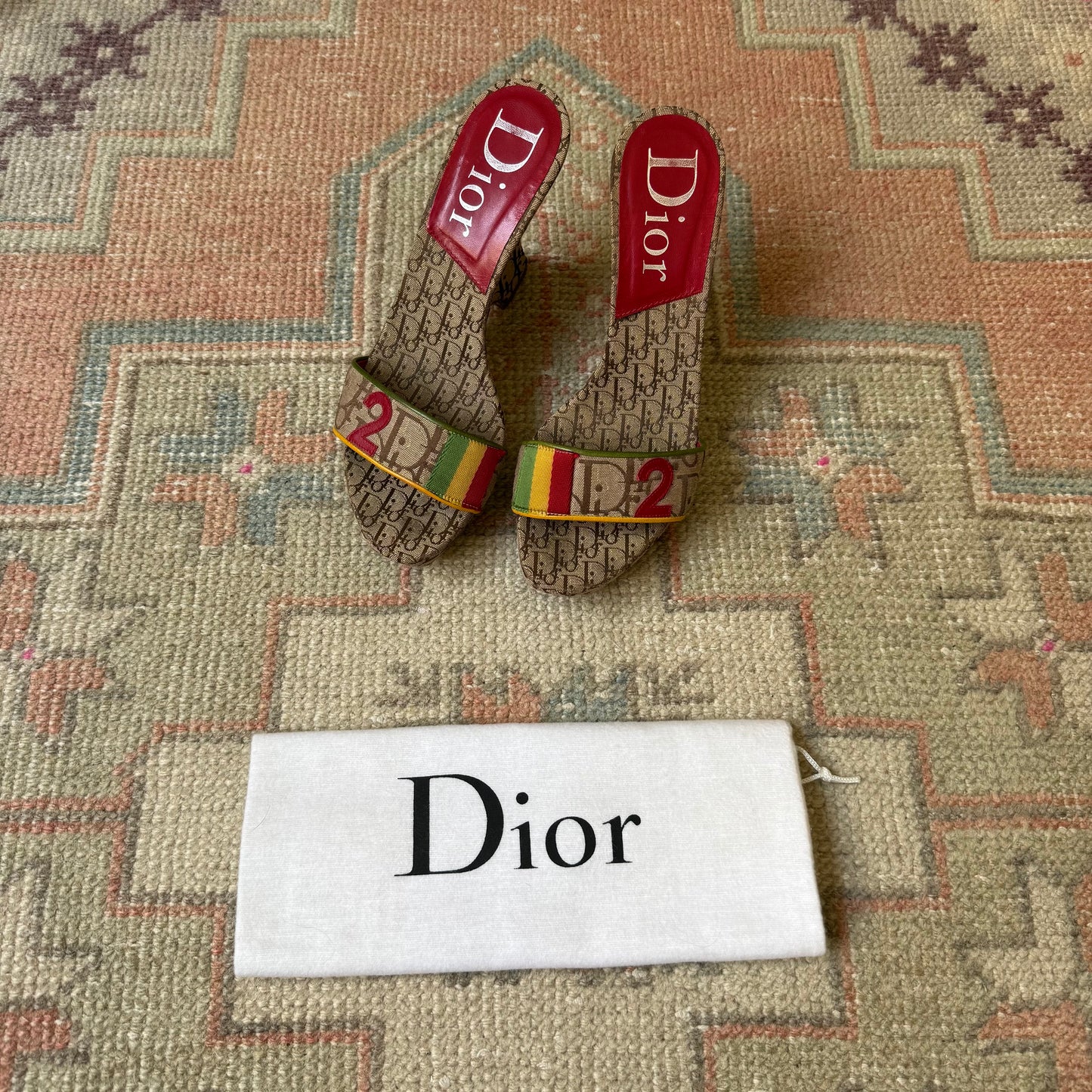F/W2004 Galliano Dior Rasta Wedges - US 7.5
