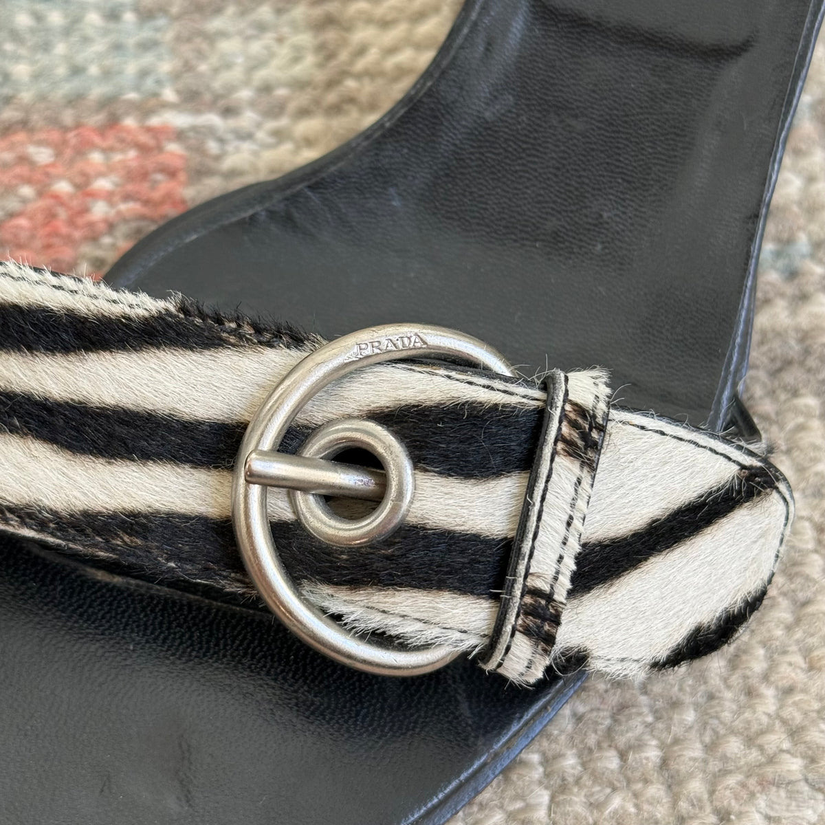 Y2K Prada Pony Hair Zebra Mules - US 8.5