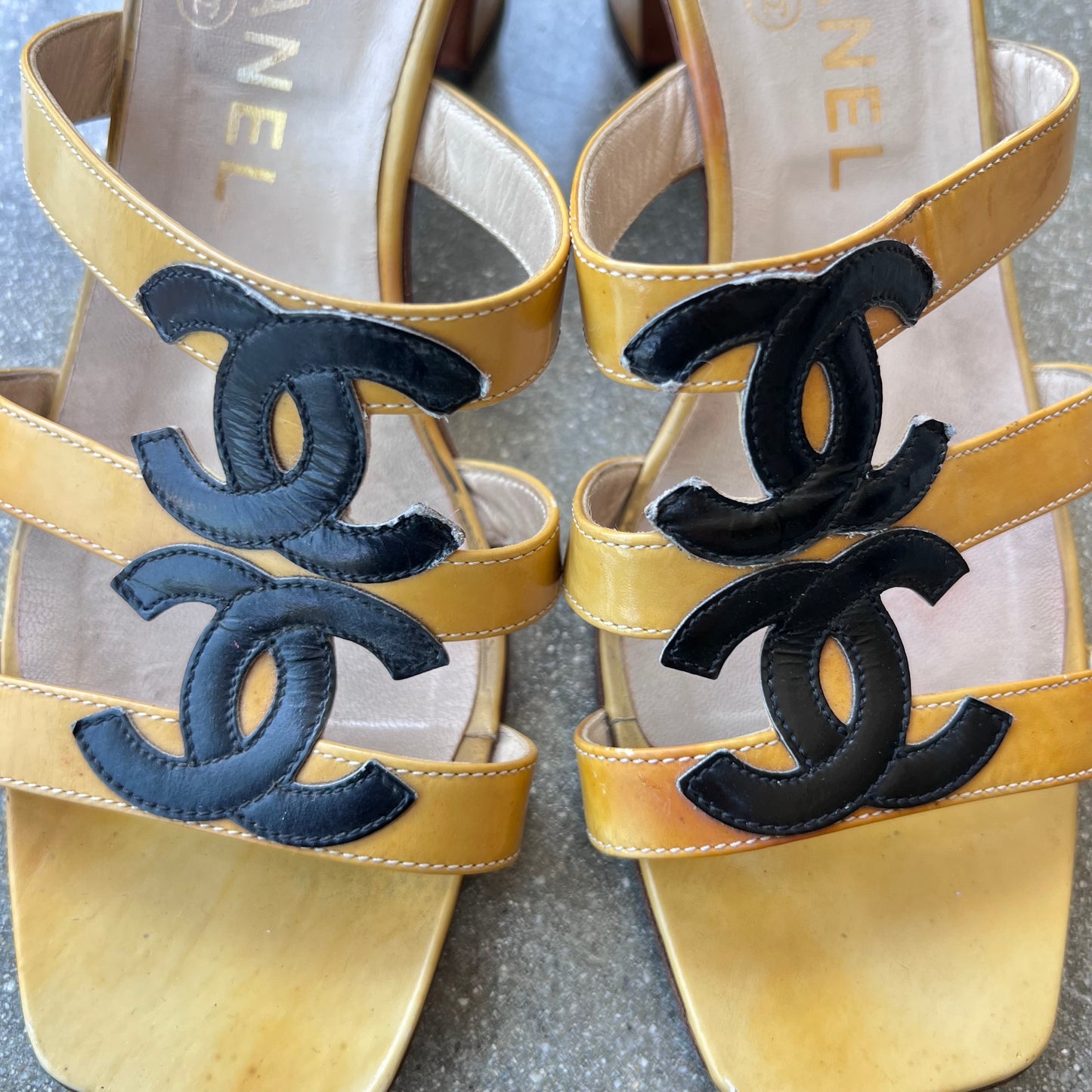 Spring 1995 Yellow Patent Chanel Sandals 37