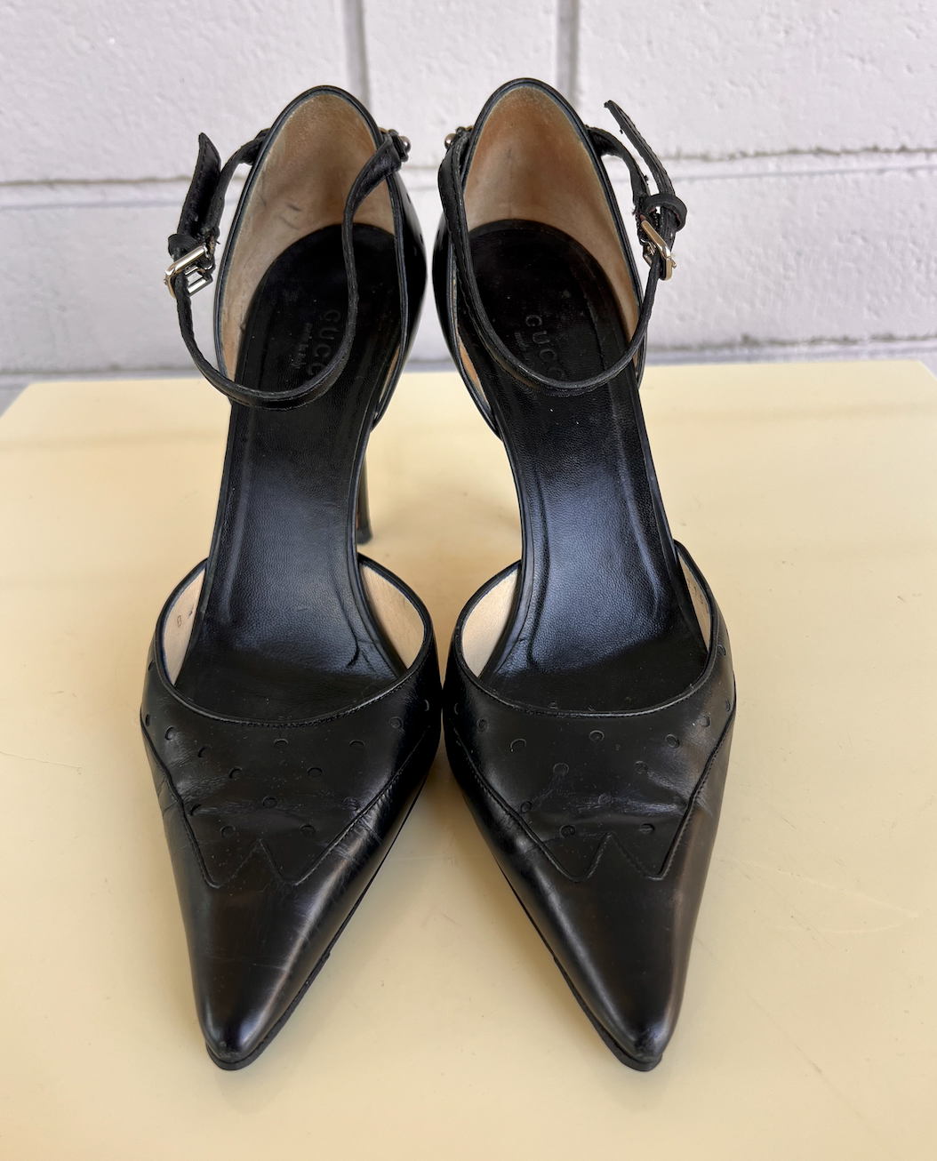 Tom Ford Gucci Black Perforated Leather Mules 37