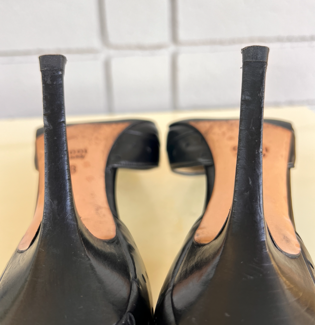 Tom Ford Gucci Black Perforated Leather Mules 37