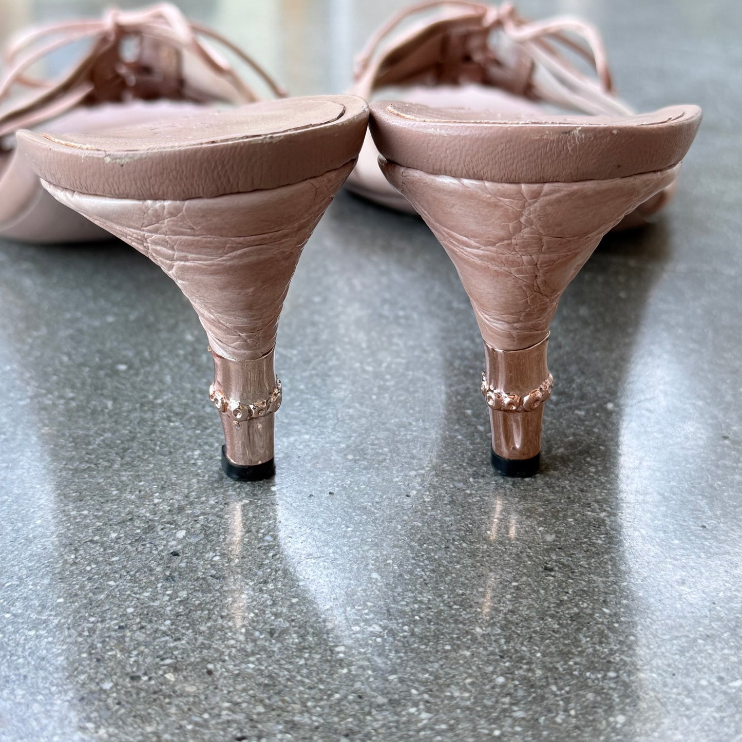 S/S2004 Tom Ford Gucci Blush Bamboo Mules - US 9.5