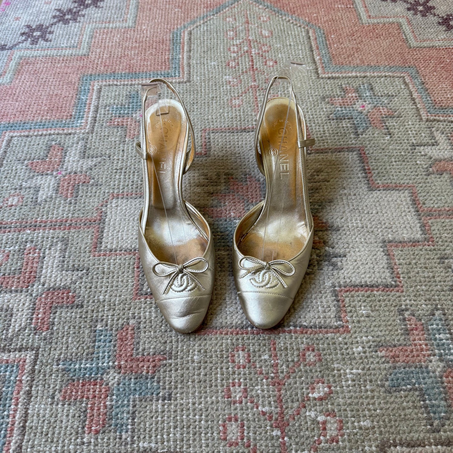 2003 Chanel Gold Ballet Slingback Pumps - US 8