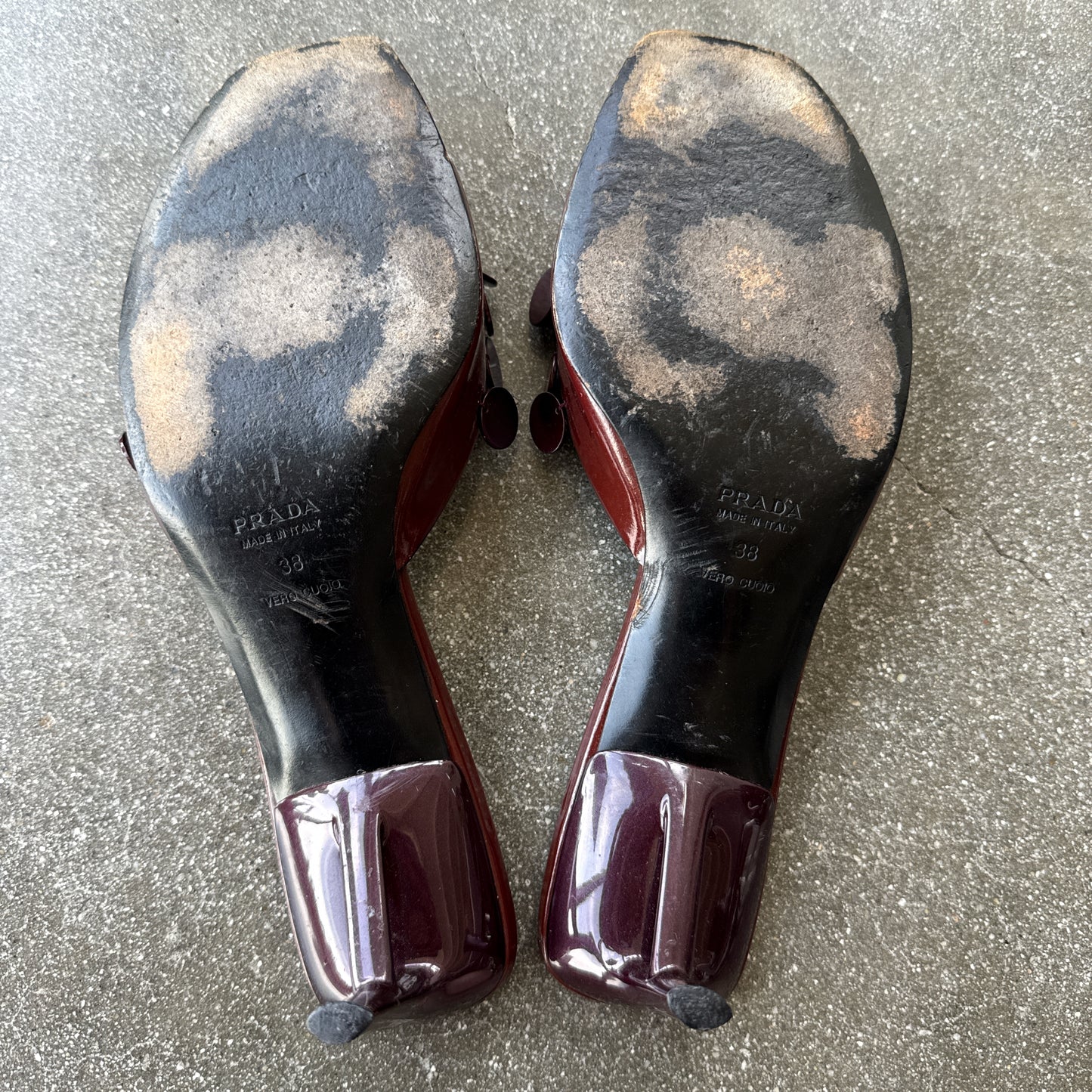 S/S2000 Prada Burgundy Pailette Mules - US 8