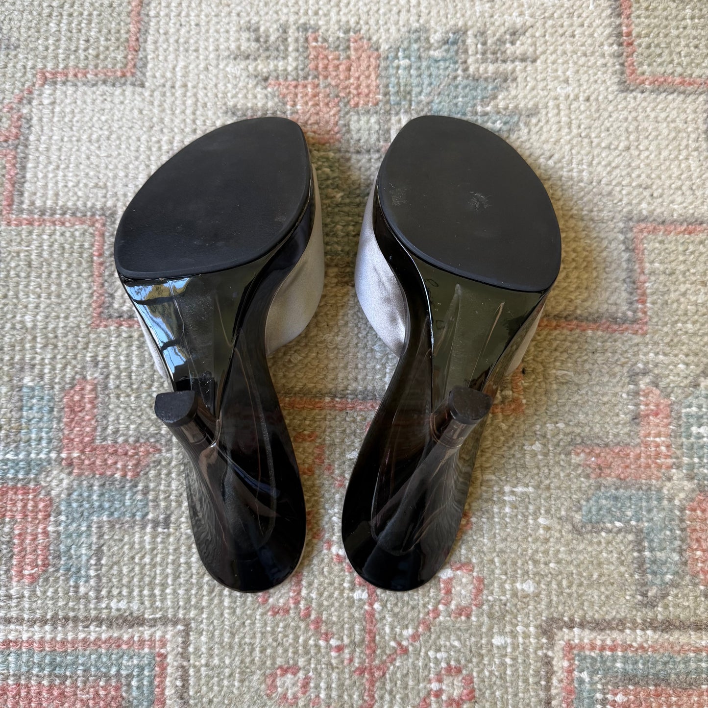 S/S1998 Prada Grey Lucite Wedges - US 7.5