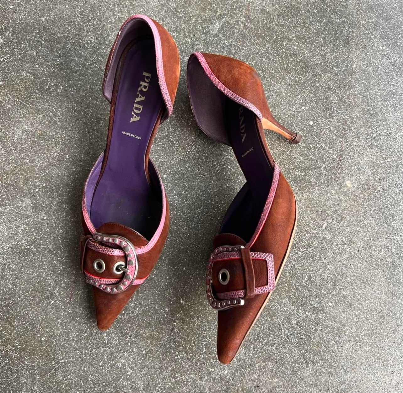 Early 2000s Prada Brown Buckle Heels - 7.5