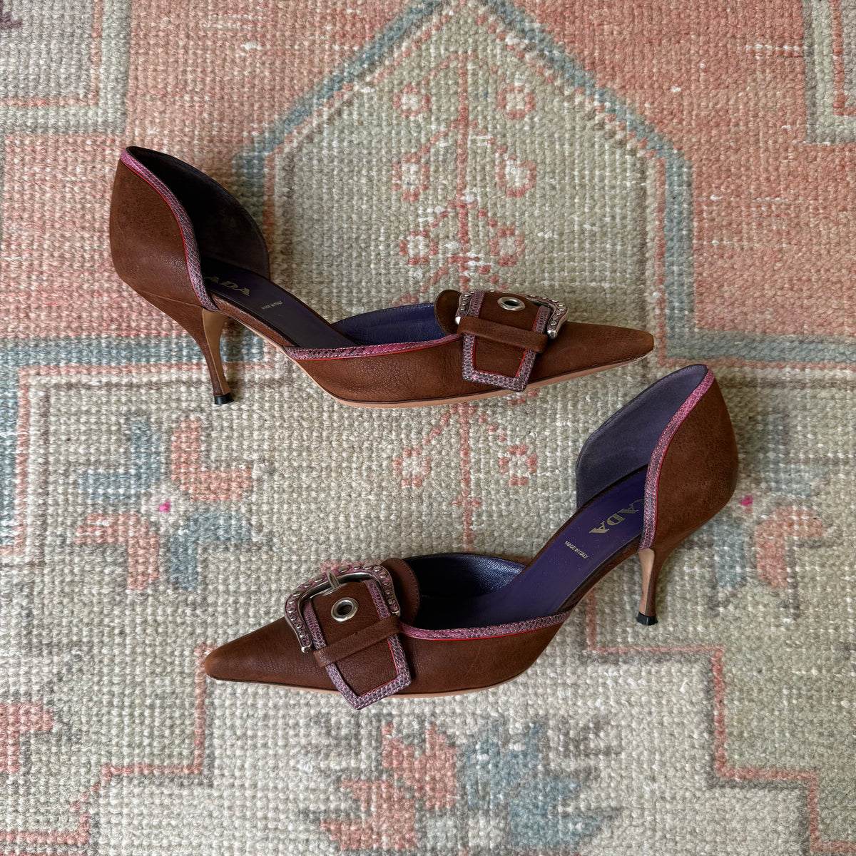 F/W2003 Prada Chocolate Buckle D’Orsay Heels - US 7