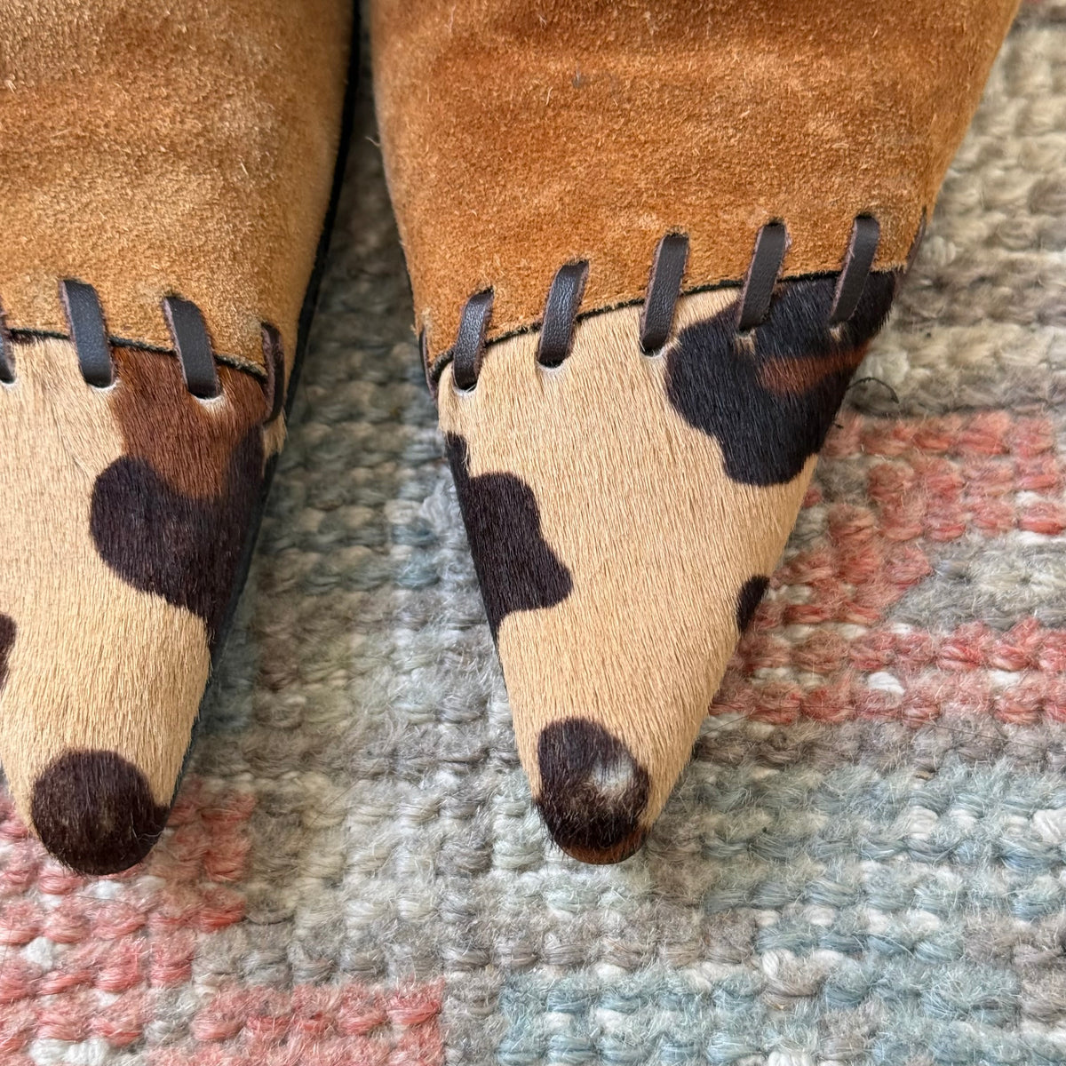 Y2K Casadei Patchwork Animal Print Ankle Boots - US 6