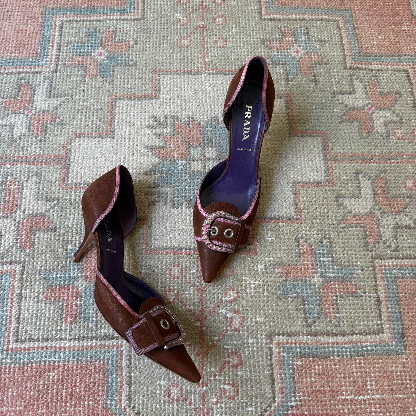 F/W2003 Prada Chocolate Buckle D’Orsay Heels - US 8