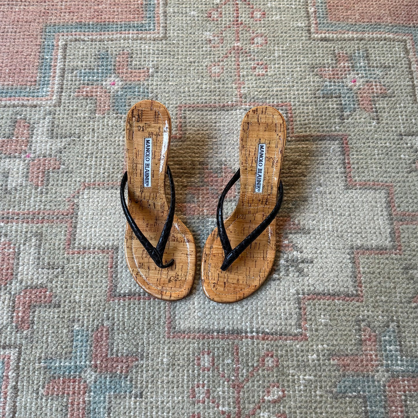 Y2K Manolo Blahnik Python Thong Wedge - US 5