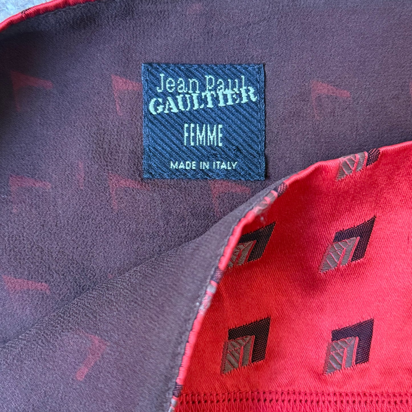 F/W2002 Jean Paul Gaultier Silk Jacquard Patchwork Top - Size M-L