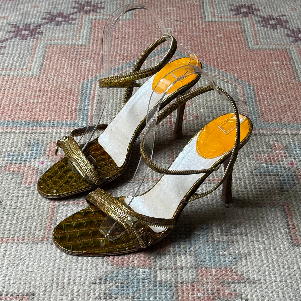 S/S2001 Galliano Dior Citrine Zipper Sandals - US 9-9.5