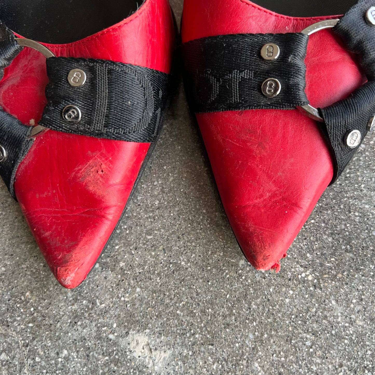 FW04 John Galliano Christian Dior Red Bondage Heels - US 9.5